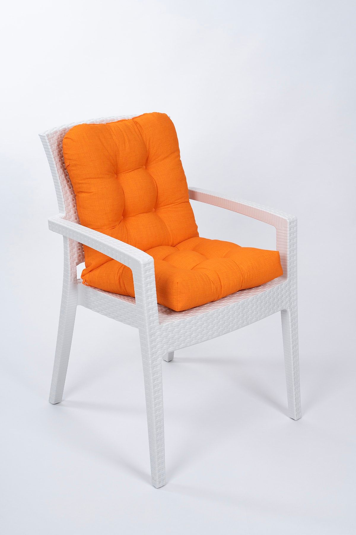 ALTINPAMUK Candy Pofidik Arkalıklı Turuncu Sandalye Minderi Özel Dikişli Bağcıklı 44x94 Cm