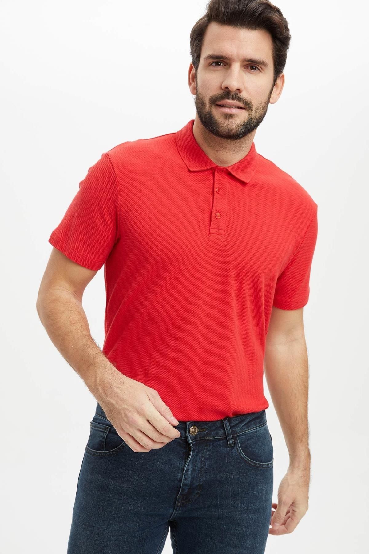 Defacto Slim Fit Polo Yaka Basic Kısa Kollu Tişört