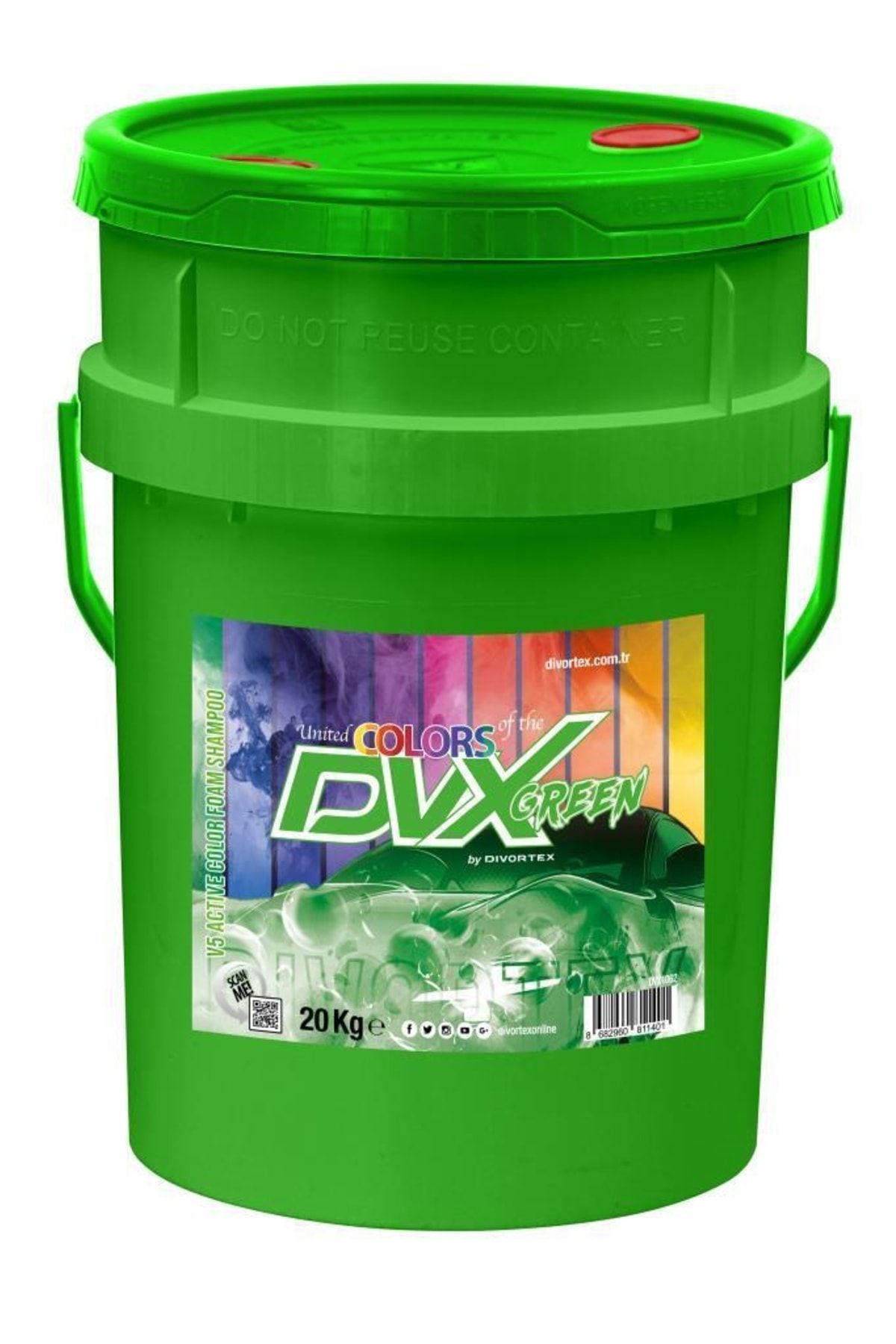 Divortex V5 Aktif Yeşil Renkli Köpük Şampuan 20 Lt