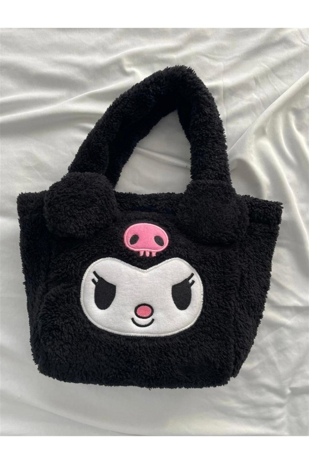 Genel Markalar Peluş Çanta Anime Kuromi Kawaii Peluş El Çantası Siyah