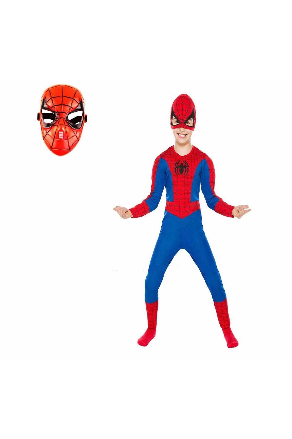 Spiderman Kostümü Örümcek Adam Kostüm 2 Maskeli 3-10 Yaş Arası