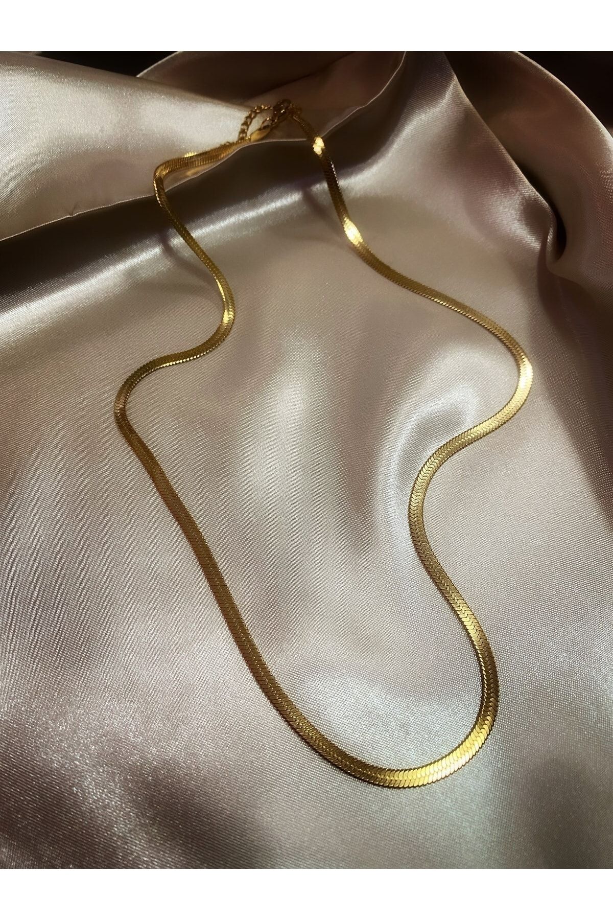 Mascard Altın Kaplama Italyan Zincir Kolye Kadın Çelik Zincir Kolye 45 Cm