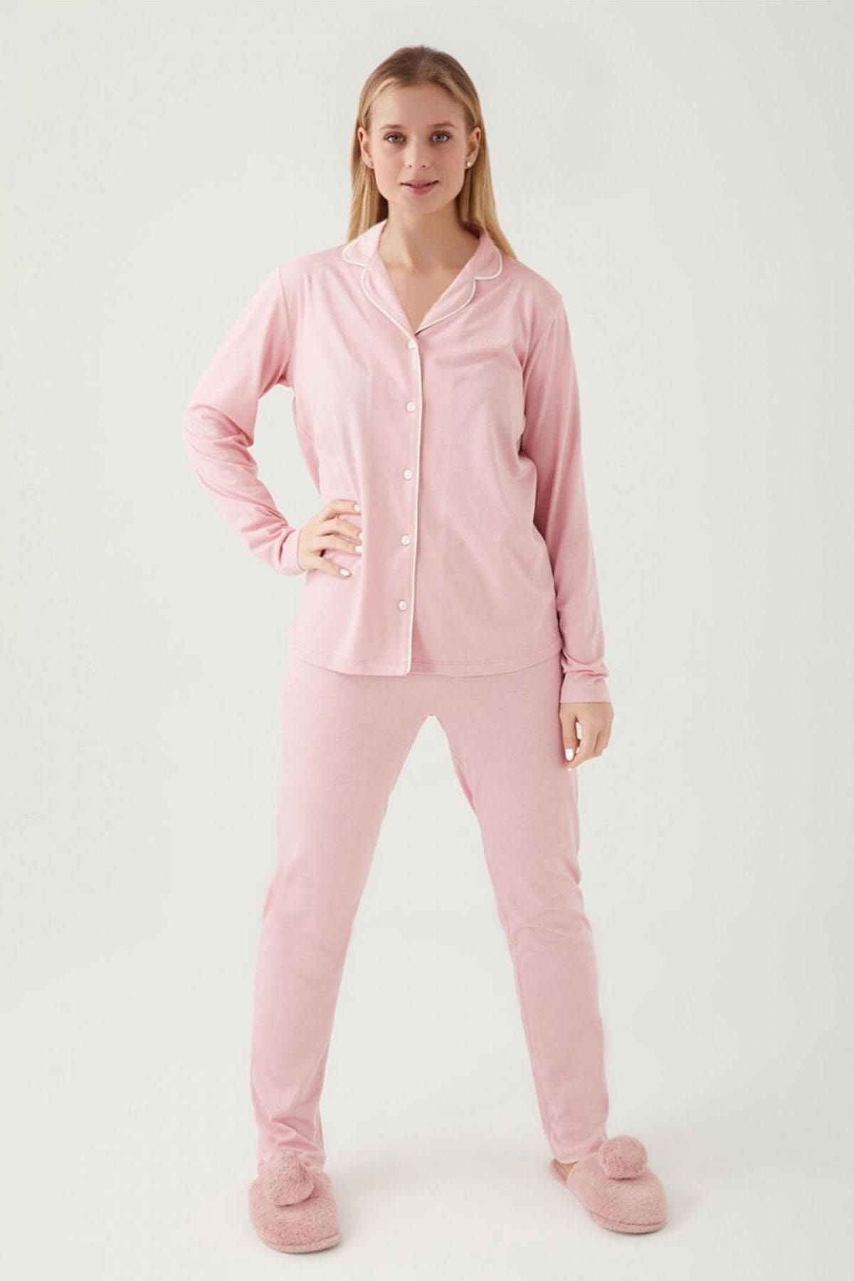 Pierre Cardin %50 Pamuk %50 Modal Önden Düğmeli Kadın Pijama Takım