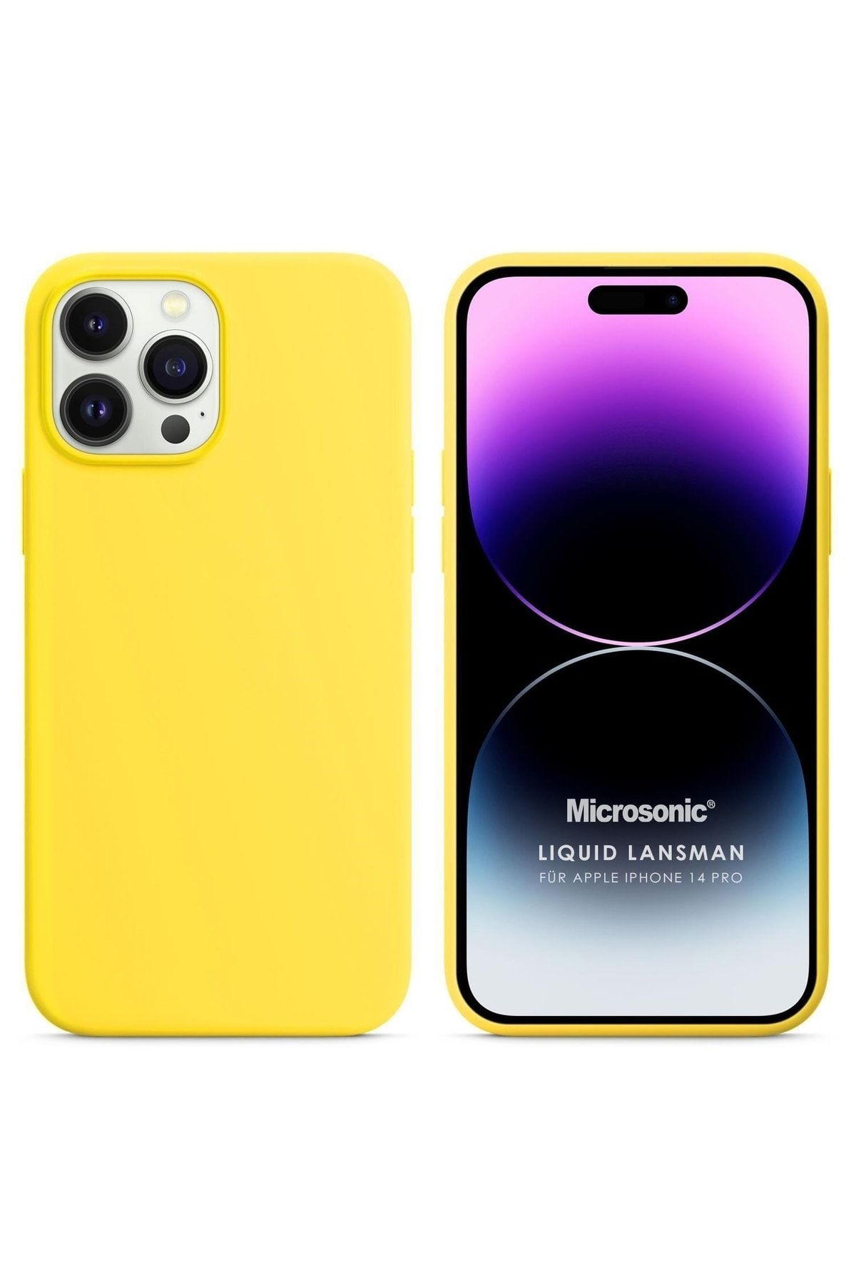 Microsonic Apple Iphone 14 Pro Kılıf Liquid Lansman Silikon Sarı