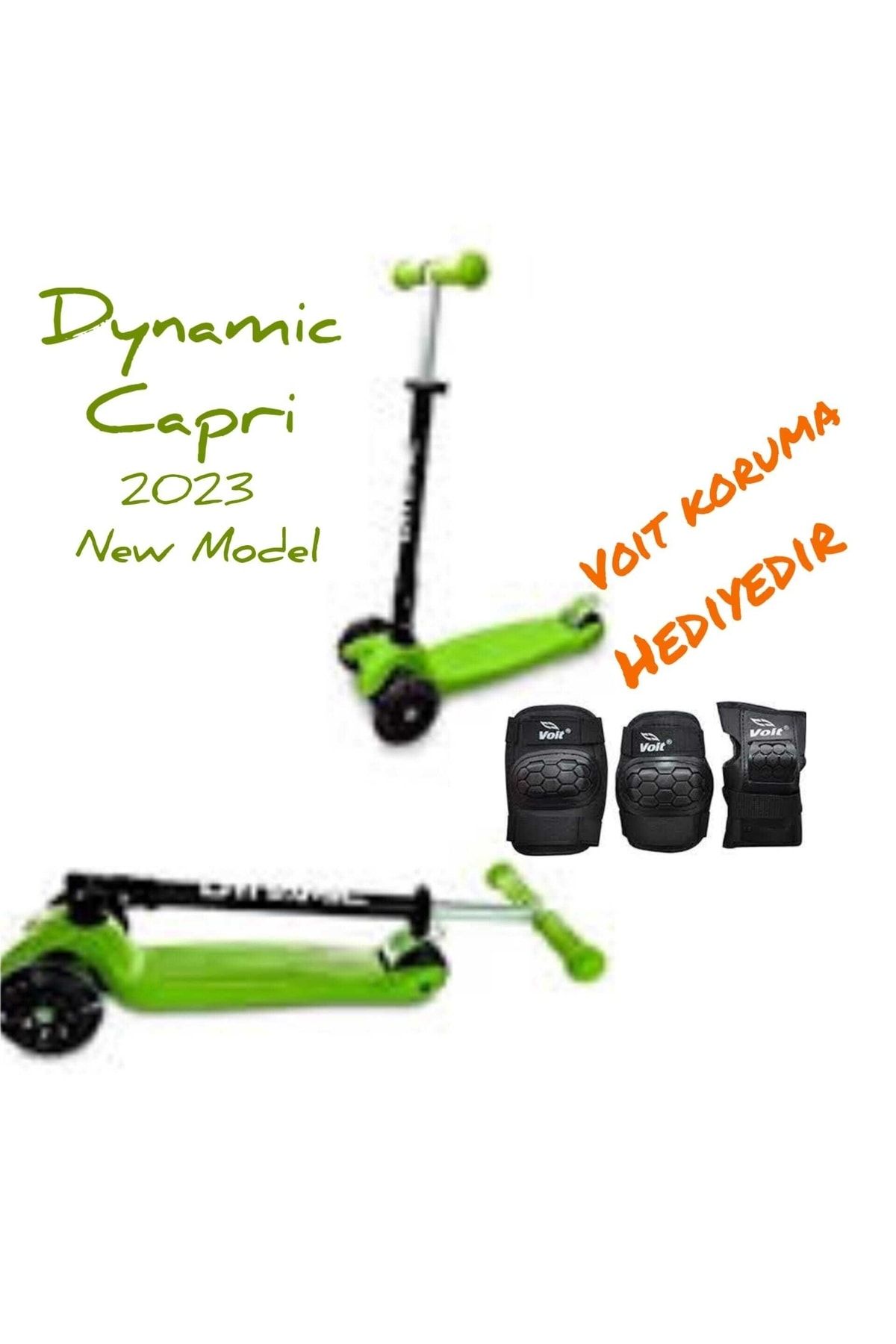 Dynamic Capri Katlanabilir ,tekerlekleri Işıklı Scooter+voit Koruma Seti