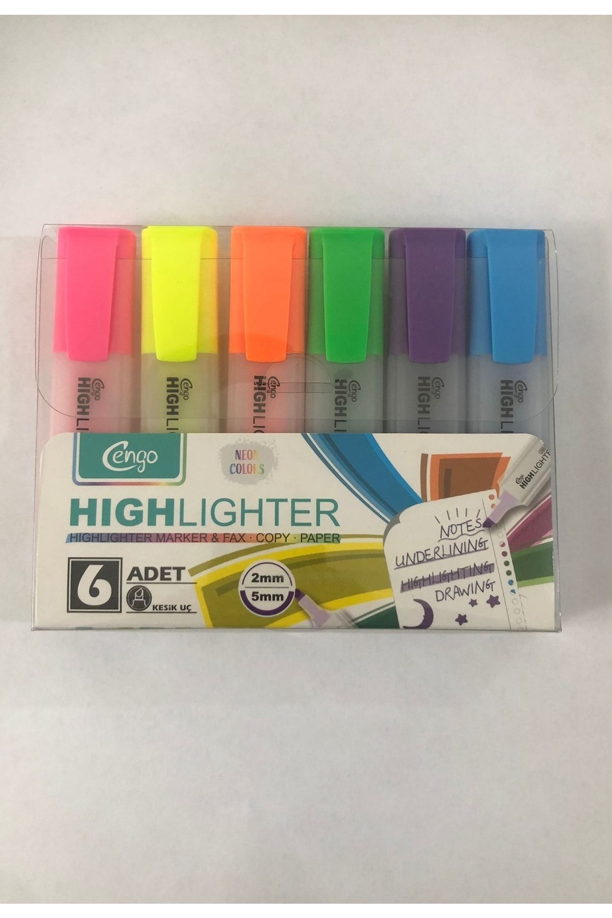 Cengo Neon Fosforlu Işaretleme Kalemi 6 Lı Set