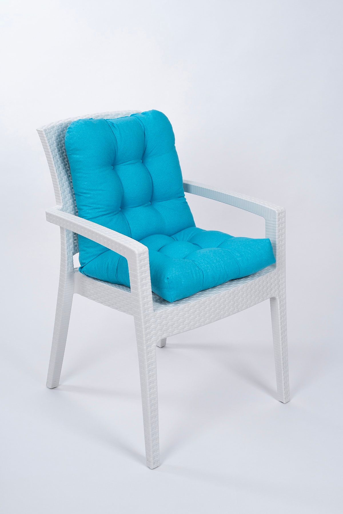 ALTINPAMUK Candy Pofidik Arkalıklı Turkuaz Sandalye Minderi Özel Dikişli Bağcıklı 44x94 Cm