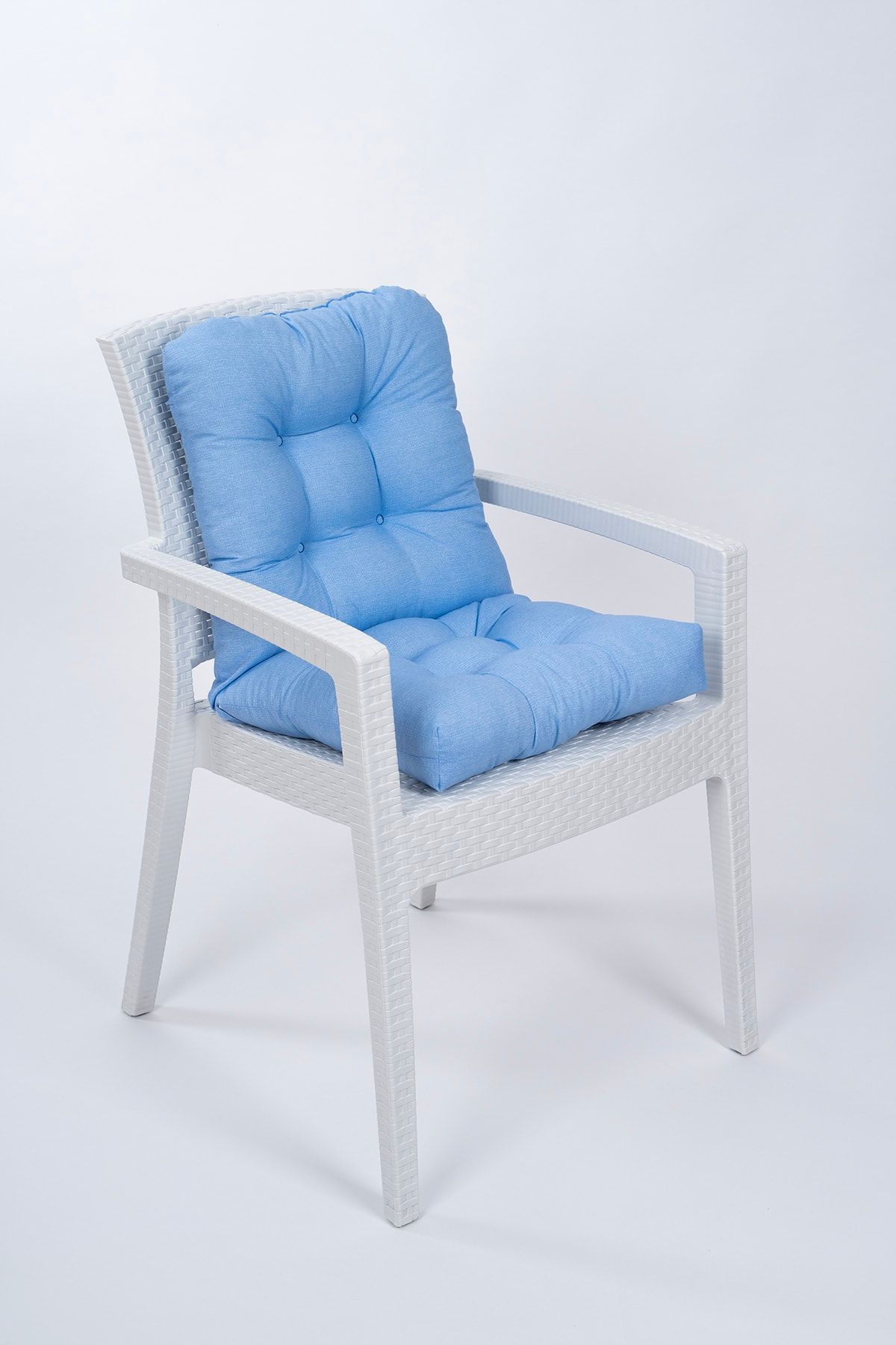 ALTINPAMUK Candy Pofidik Arkalıklı Mavi Sandalye Minderi Özel Dikişli Bağcıklı 43x88 Cm