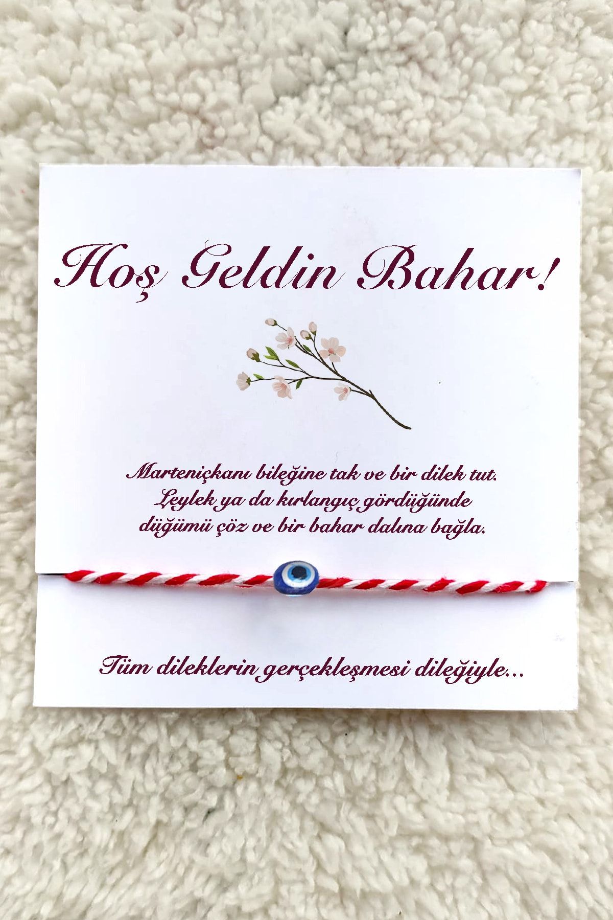 Miomundo Nazar Boncuklu Marteniçka Bileklik, Şans Bilekliği 40 Adet Toptan Kartlı Dilek Bilekliği