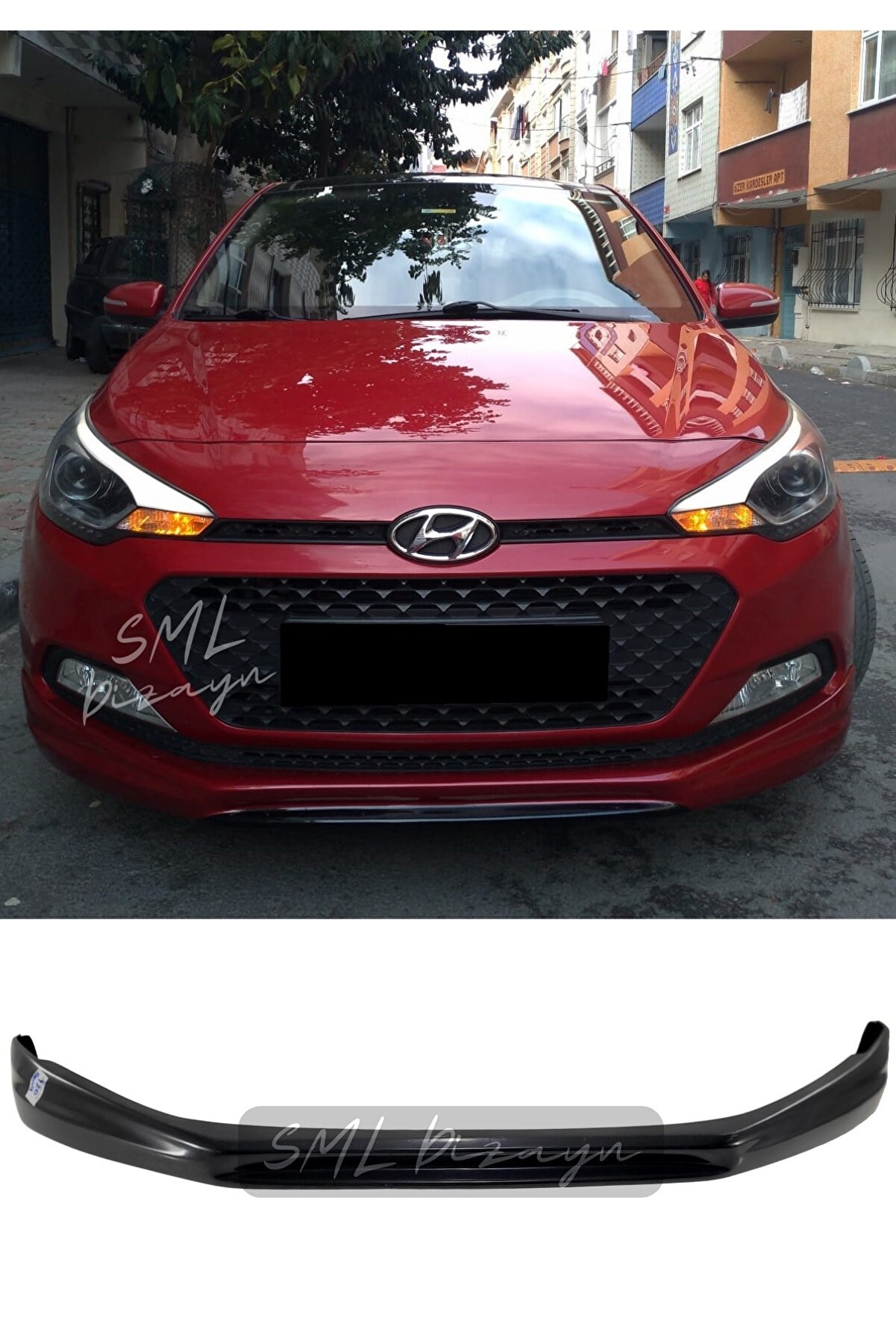 SML Dizayn Hyundai I20 (2014-2018) Servis Model Ön Ek (plastik) Boyasız I20 Ön-tampon-karlık-ek-lip