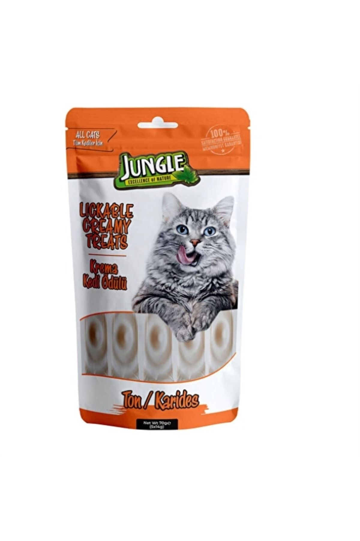Jungle Kedi Krema Ödül Ton Karidesli 14 gr 5 li Paket 12'li
