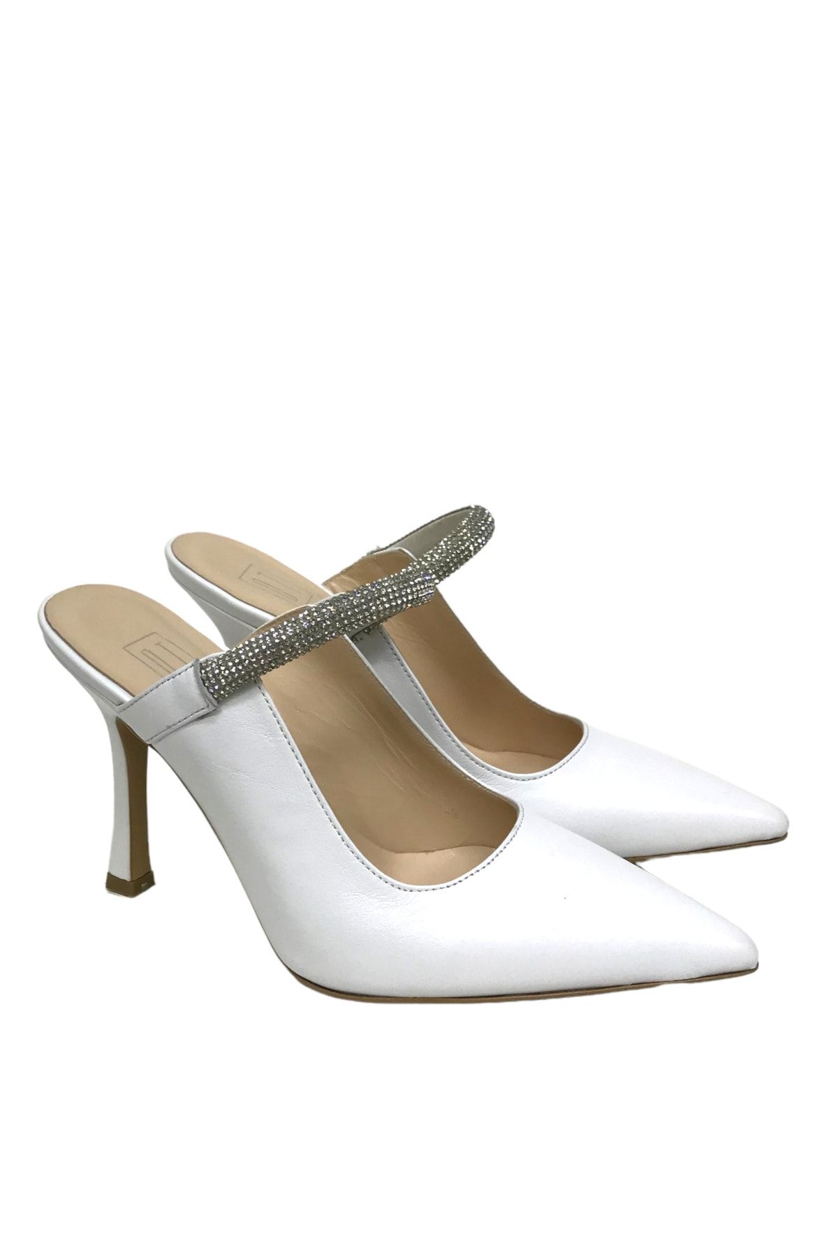 Stella Pendenza Hakiki Deri 9 Cm Stiletto Tarzı Taşlı Topuklu Ayakkabı