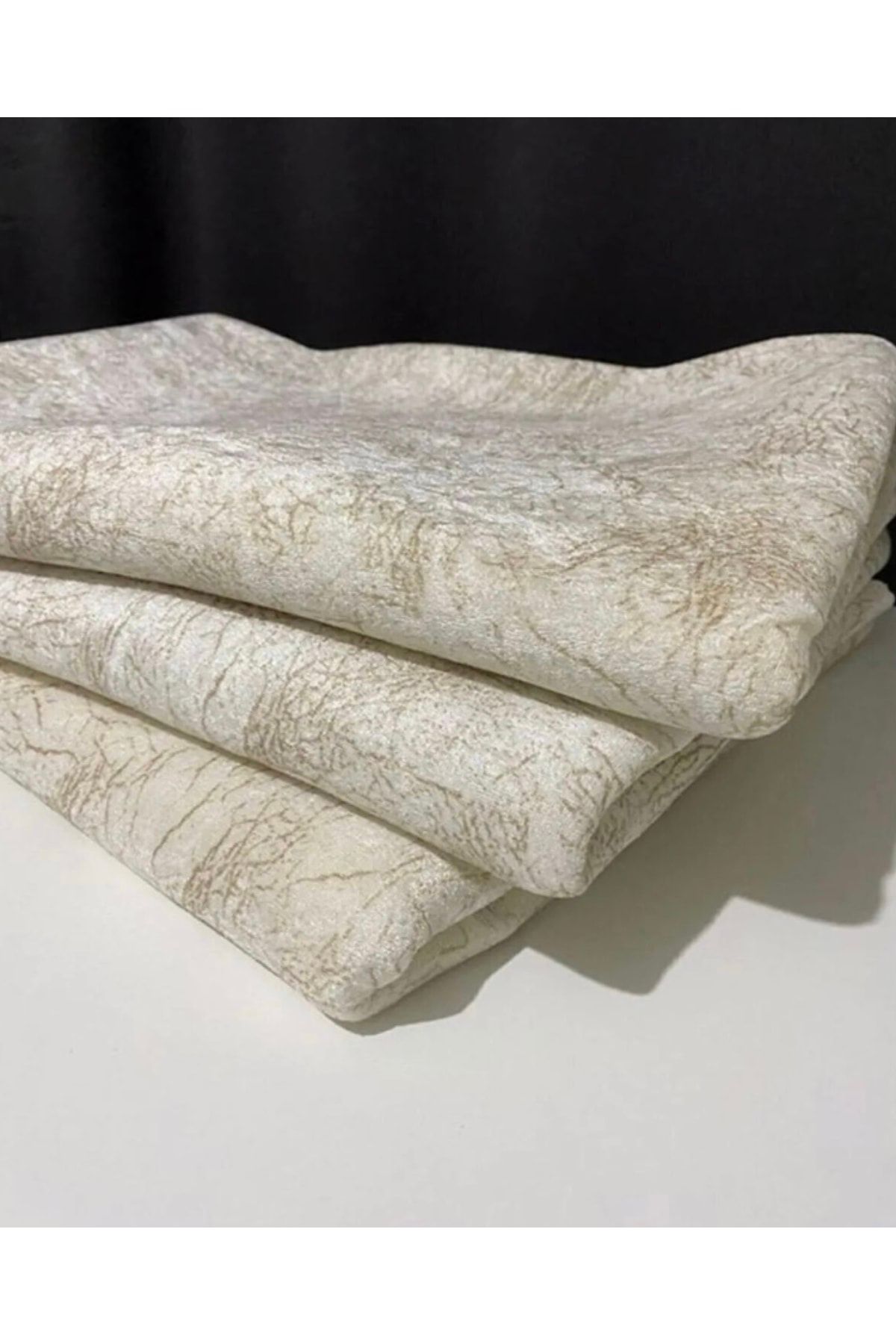 Cotton Lace Home Koltuk Çekyat Örtüsü Krem Damar Desenli Kaymaz Taban Süngerli Üst Kumaş Kadife