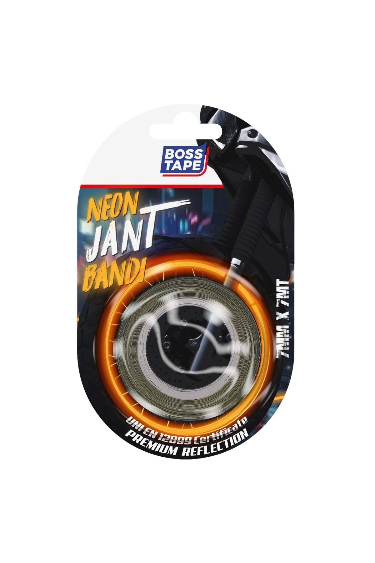 Boss Tape Araç Otomobil Motosiklet Parlayan Reflektörlü Turuncu Neon Jant Bandı Sertifikalı En:7mm Boy:7mt