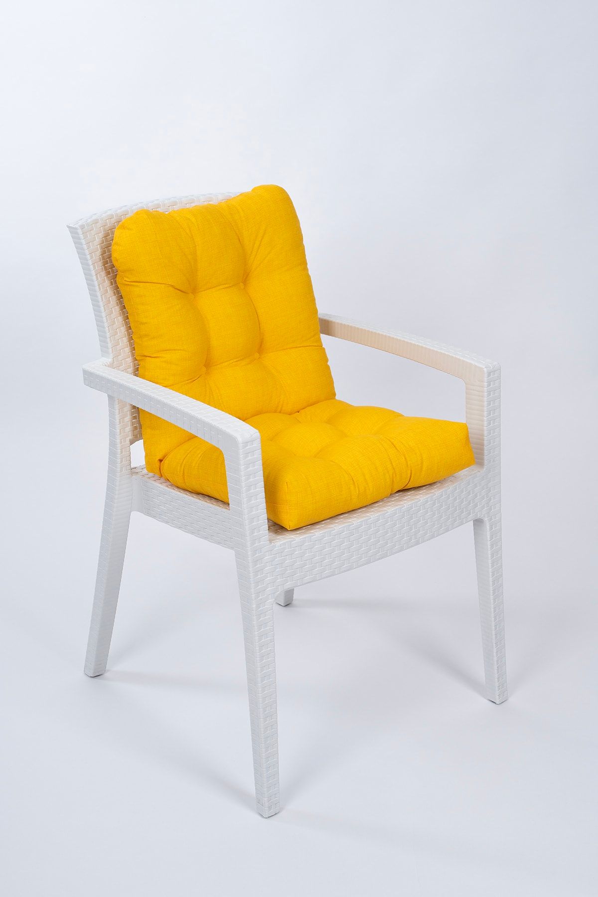 ALTINPAMUK Candy Pofidik Arkalıklı Sarı Sandalye Minderi Özel Dikişli Bağcıklı 43x88 Cm