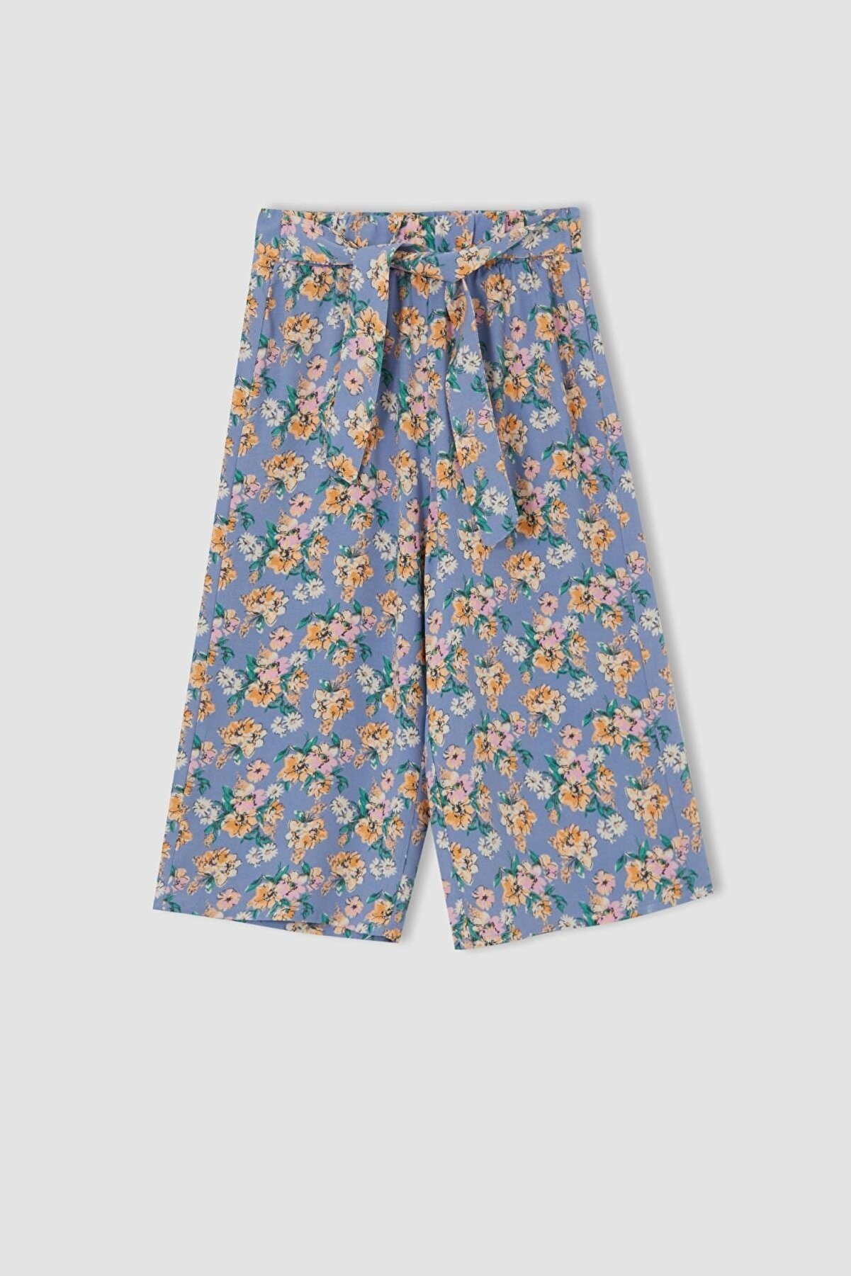 Defacto Kız Çocuk Culotte Çiçek Desenli Kapri Boy Pantolon