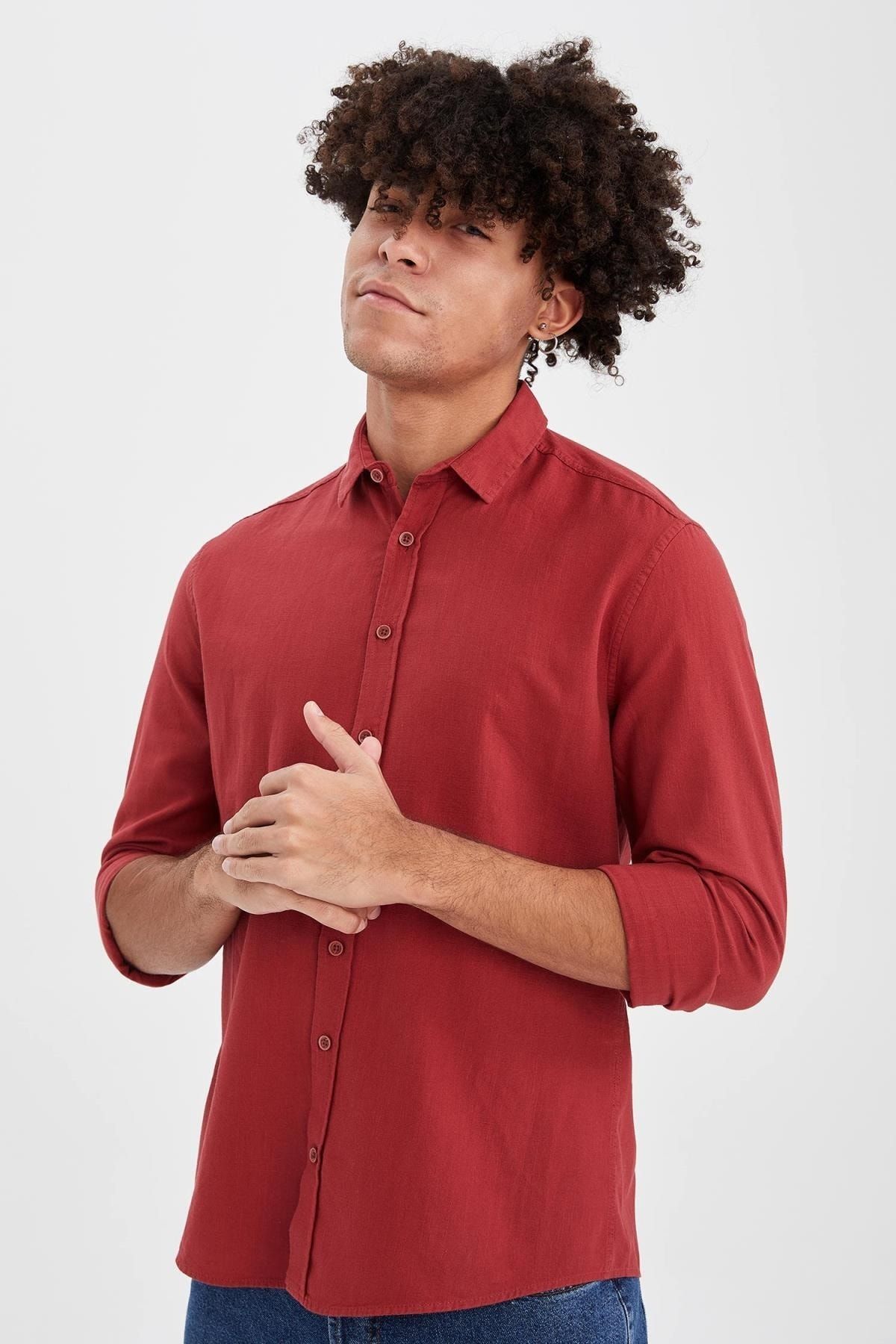 Defacto Slim Fit Basic Uzun Kollu Gömlek