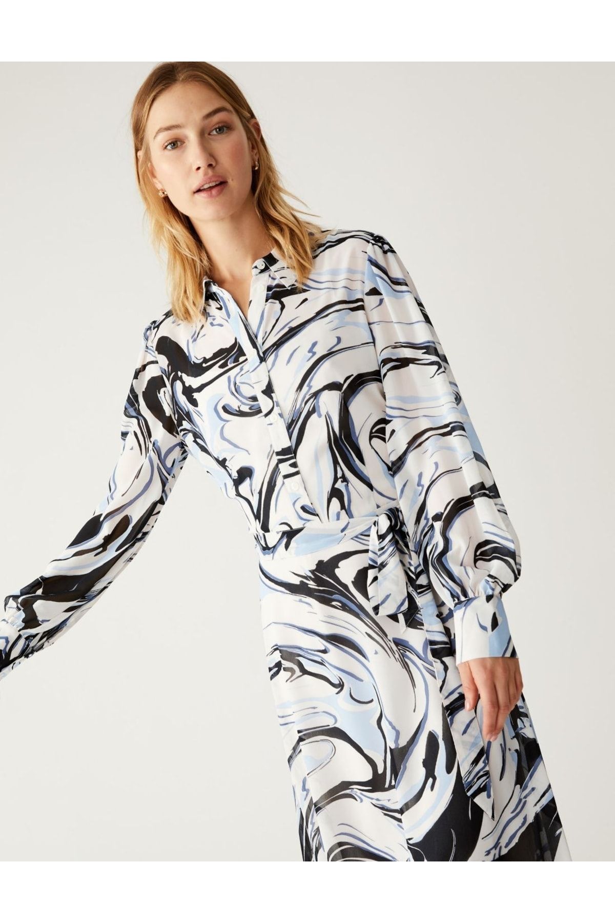 Marks & Spencer Uzun Kollu Midi Gömlek Elbise
