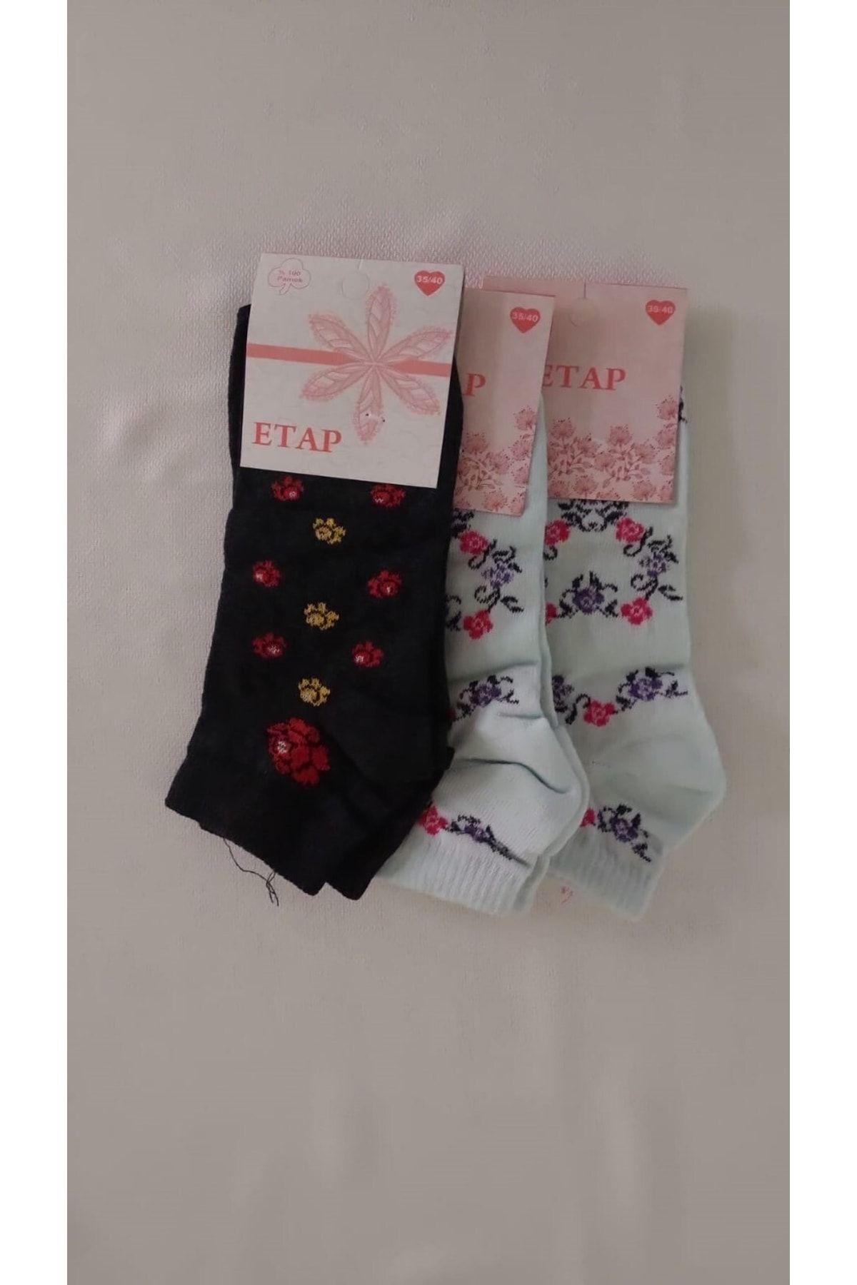 Etap Kadın Patik Çorap 35-40 12 Adet Karışık Renkler