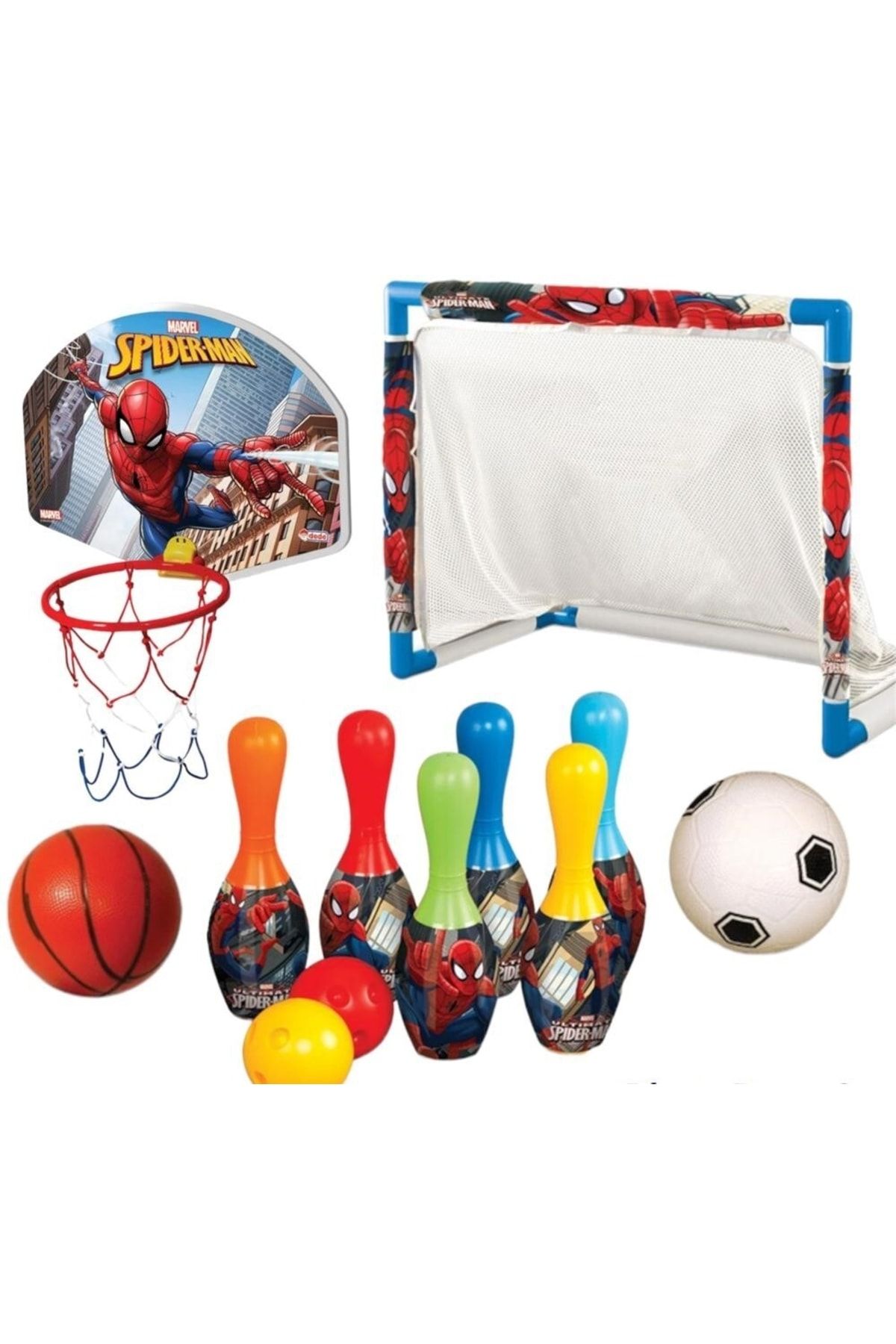 SAZE Spiderman Futbol Kale Seti &spiderman Bowling Oyun Seti&asılabilir Orta Boy Pota