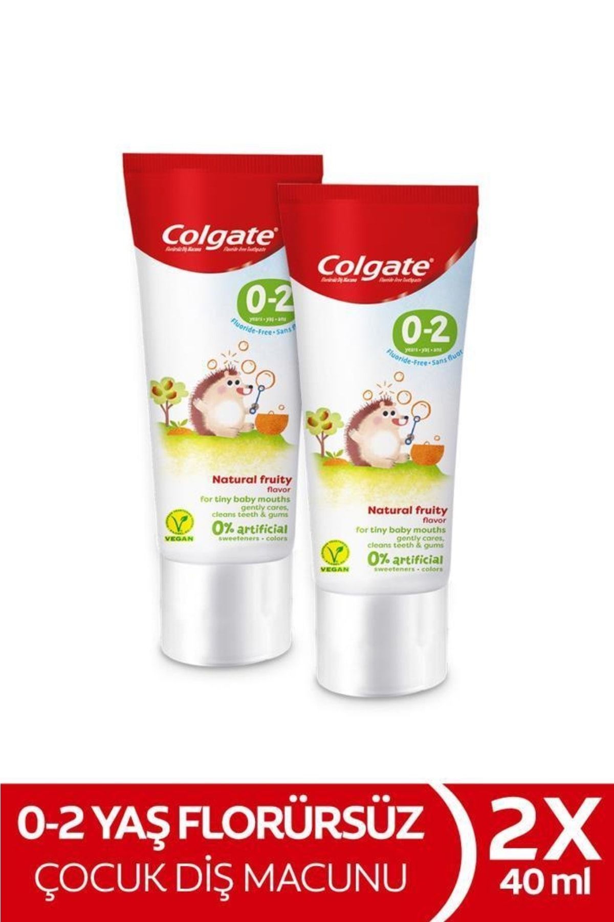 Colgate 0-2 Yaş Doğal Meyve Tadında Florürsüz Çocuk Diş Macunu 40 ml X2 Adet