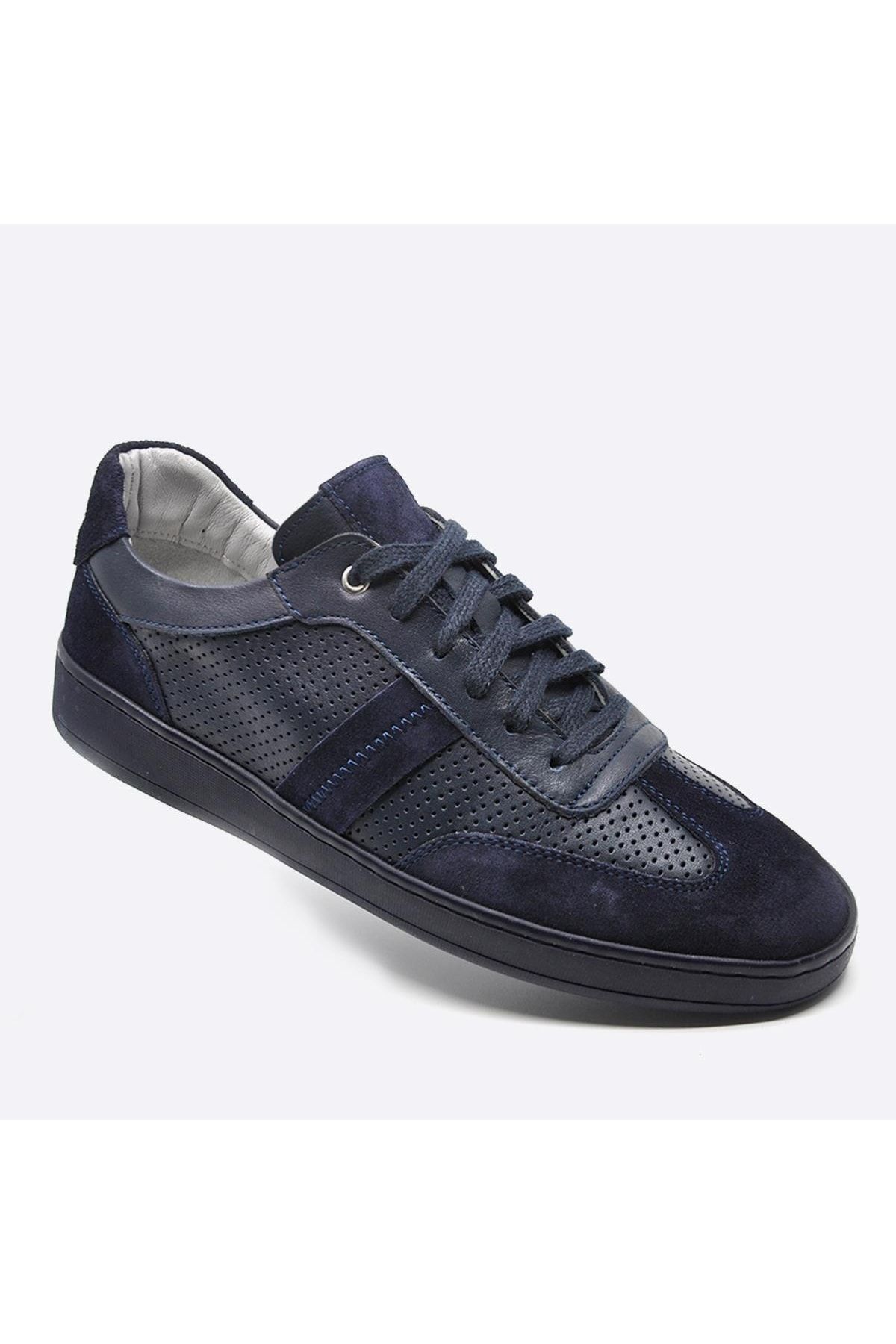 Fosco Hakiki Deri Sneaker Erkek Ayakkabı Lacivert 9870