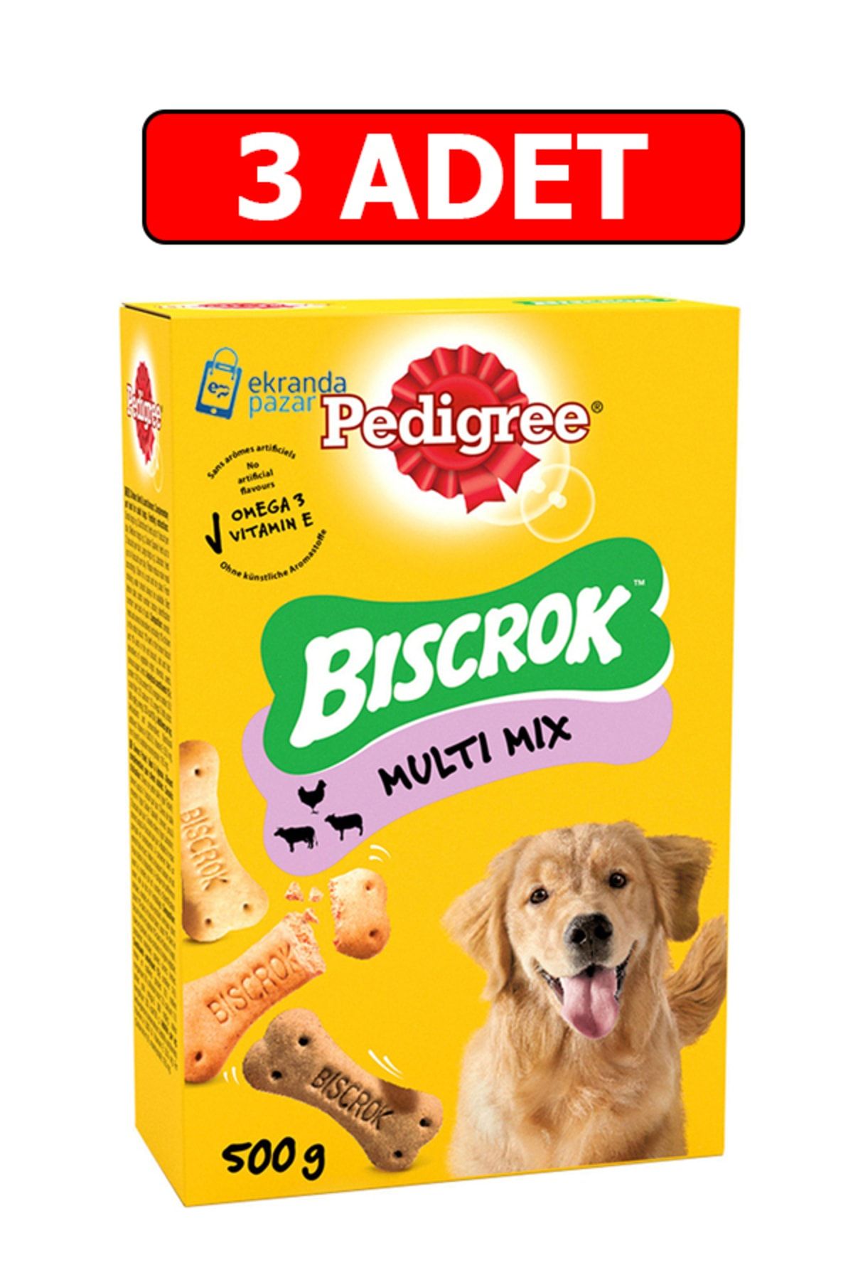 Pedigree Biscrok Multi Mix 3 Adet 500gr Köpek Ödül Bisküvi Köpek Ödül Maması
