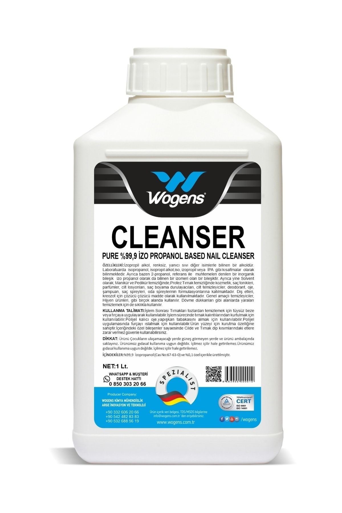Wogens 1 Lt. Cleanser Tırnak Temizleme Solüsyonu ( Protez Tırnak )