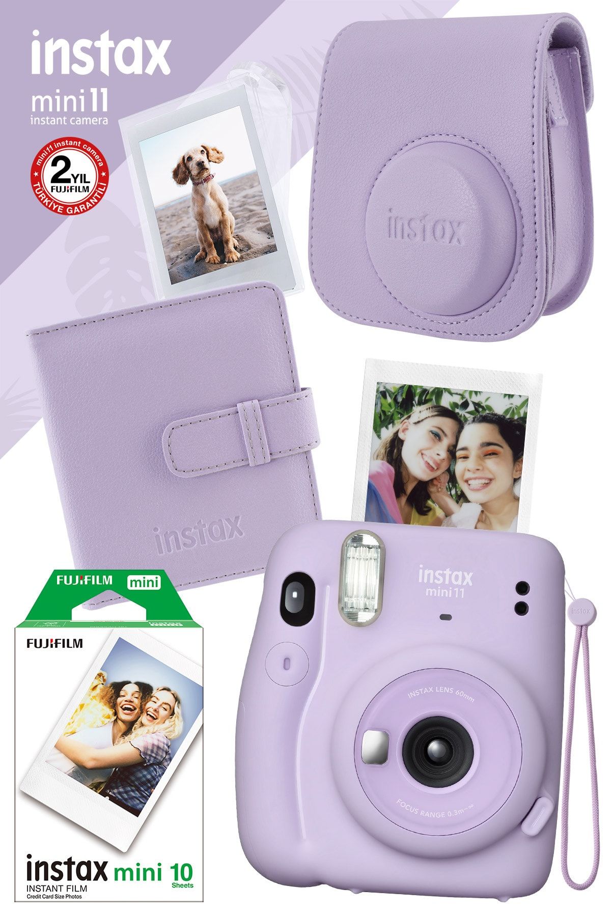 Fujifilm Instax Mini 11 Lila Fotoğraf Makinesi ve Kare Albümlü Hediye Seti 22