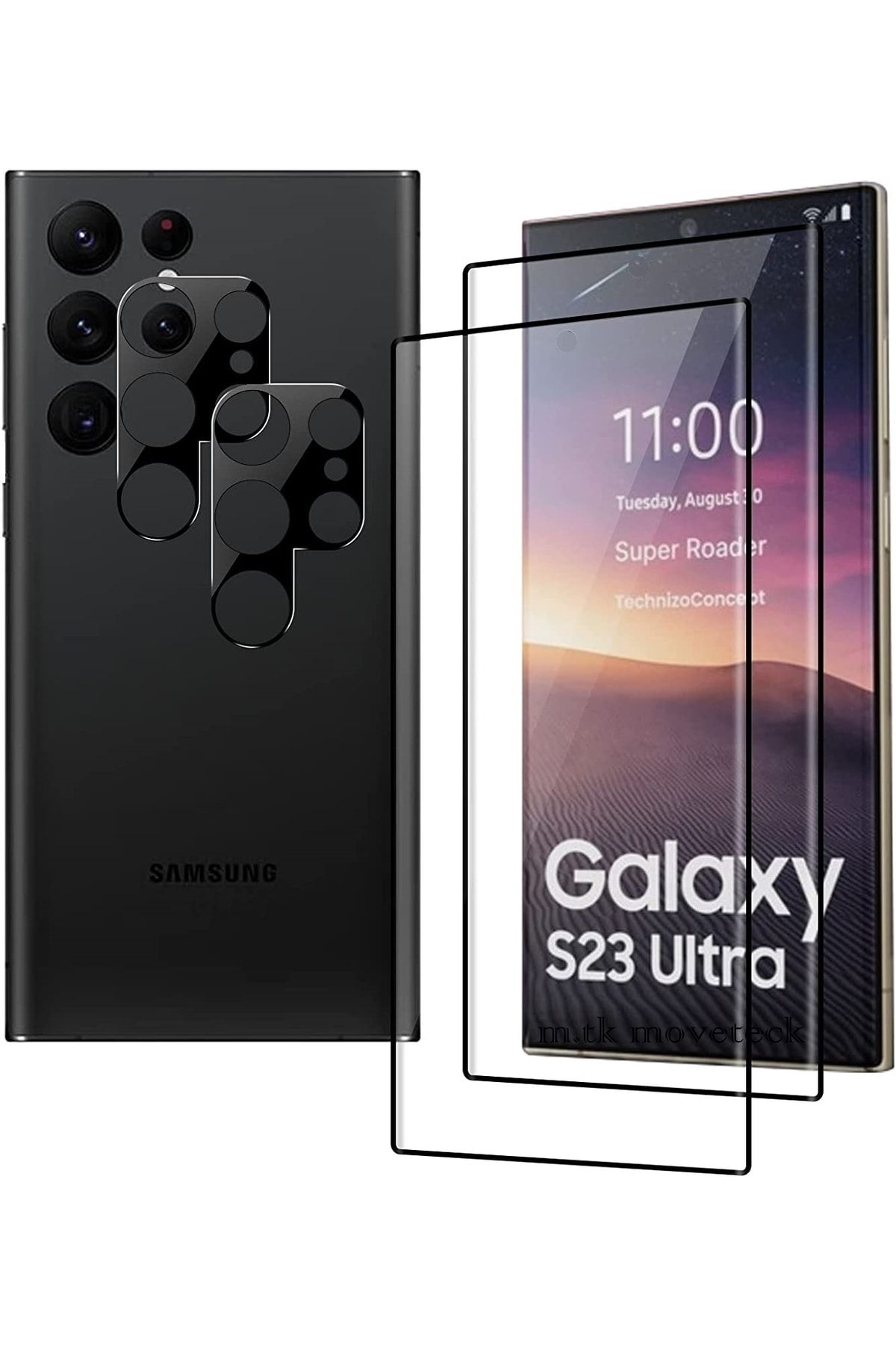 m.tk moveteck Samsung Galaxy S23 Ultra Lens Koruyucu 3d Cam Ve Ekran Koruyucu Cam 2in1 Tam Koruma Set