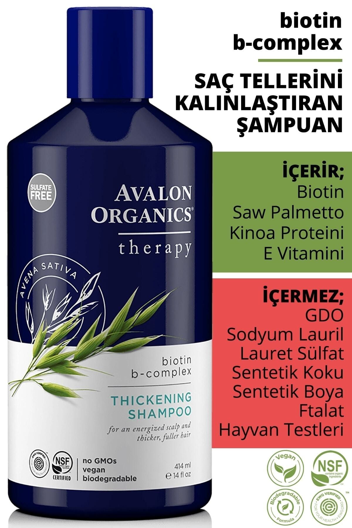 Avalon Organics Biotin B-complex Saç Tellerini Kalınlaştıran Şampuan 414 ml