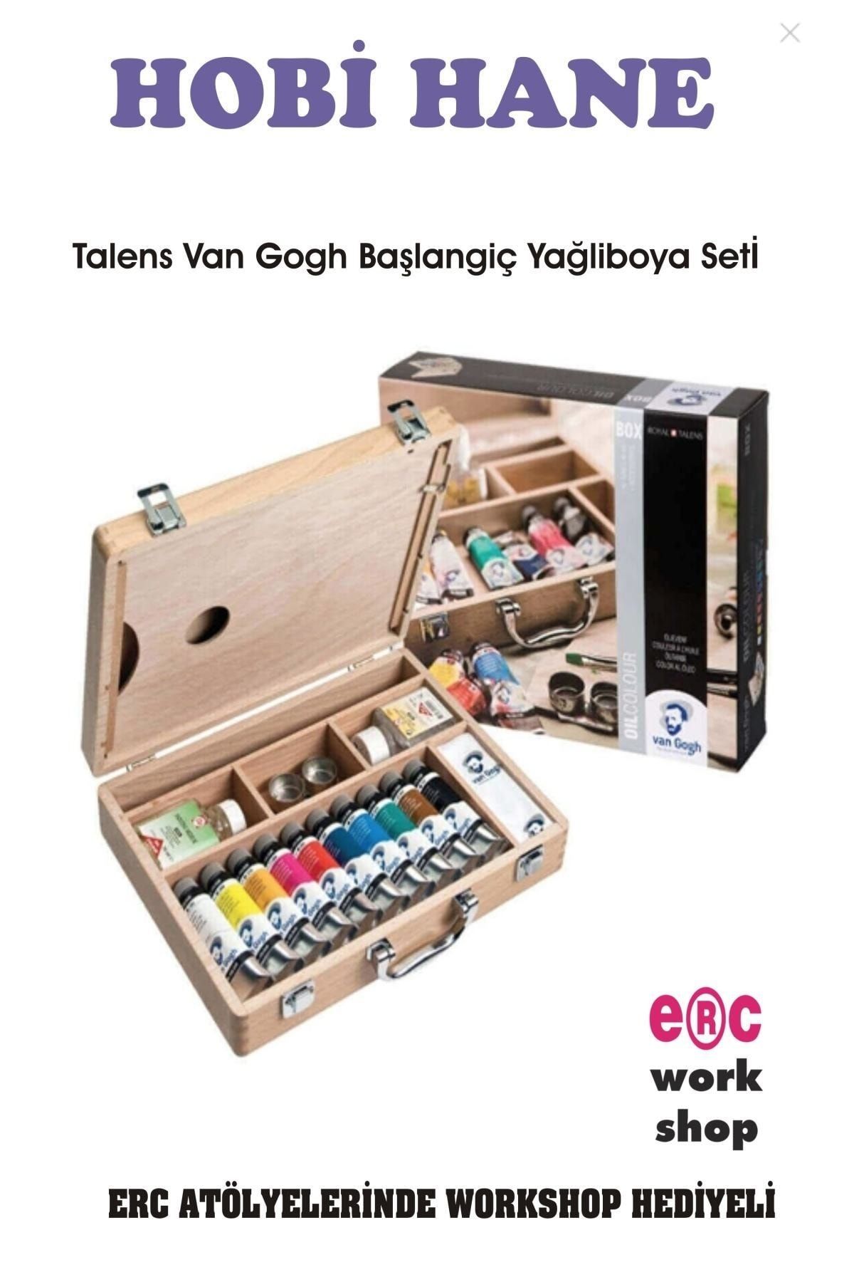 ERC Hobihane Van Gogh Basic Box Ahşap Çantalı Yağlı Boya Seti ( Resim Kursu Hediyeli )