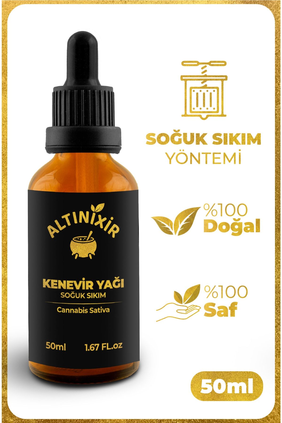 ALTINİXİR Kenevir(kendir) Yağı Soğuk Sıkım 50ml