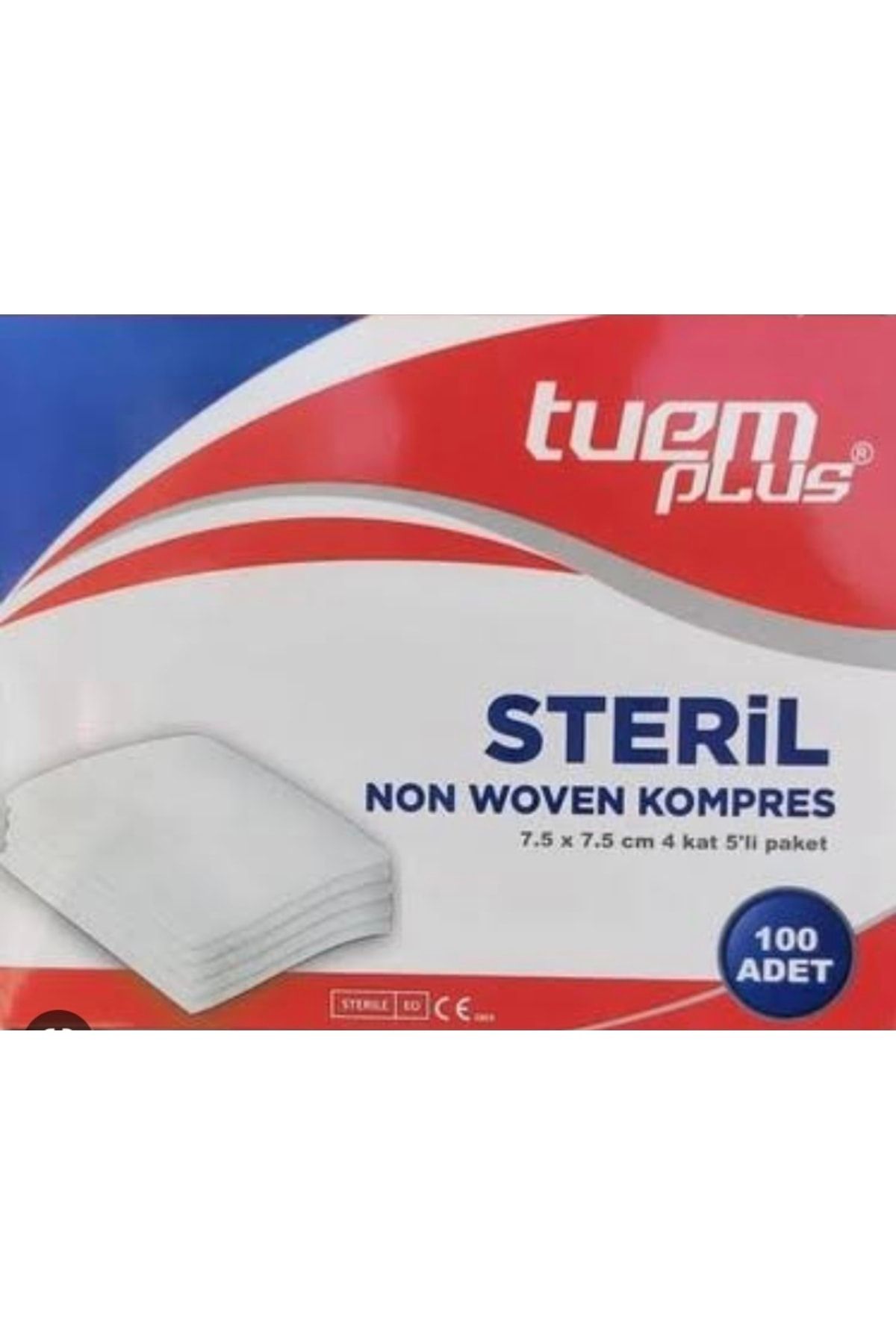 TUEM PLUS Tuemplus Nonwomen Steril Gaz Kompres 7,5x7,5 4 Kat 5x20 100lü