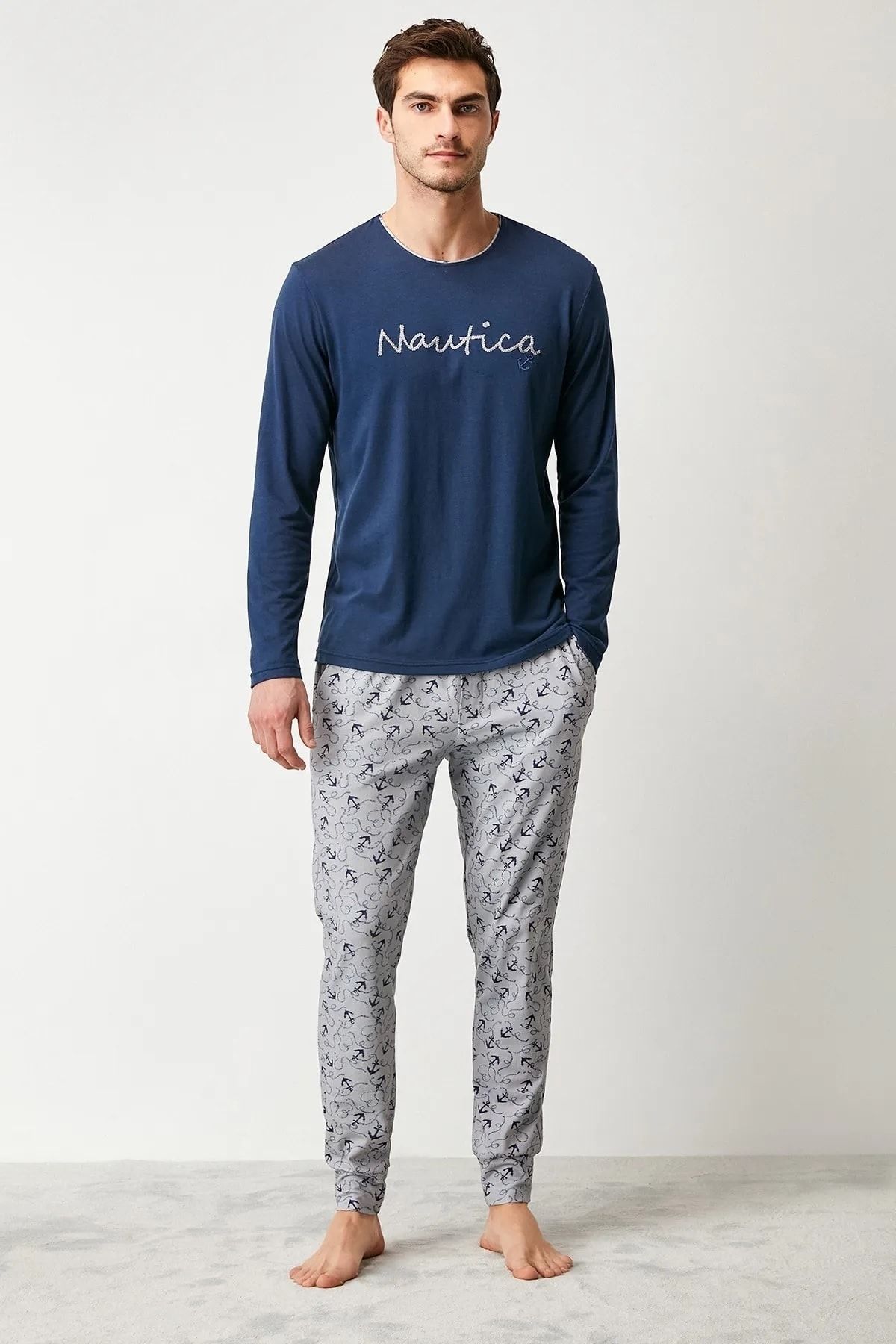 Nautica Sıfır Yaka Modal Pamuk Erkek Pijama Takım  420