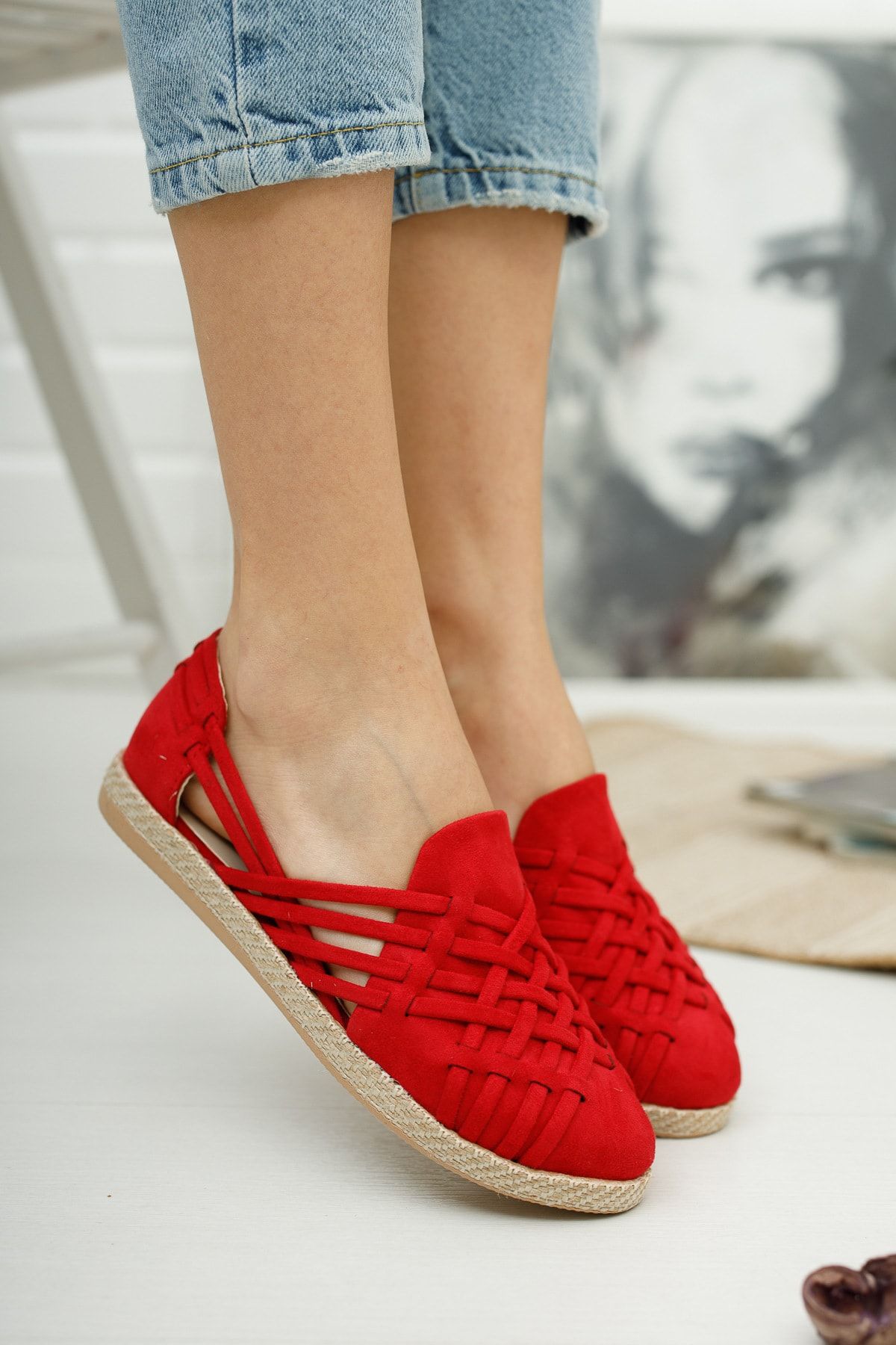 meyra'nın ayakkabıları Kadın Kırmızı Örgü Günlük Ayakkabı