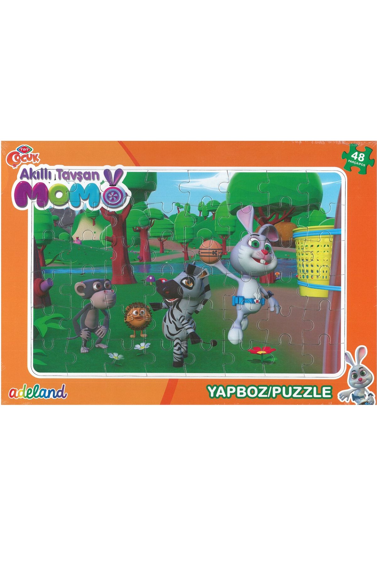 ADELAND Trt Çocuk Akıllı Tavşan Momo 48 Parça Prame Puzzle(24x34cm)
