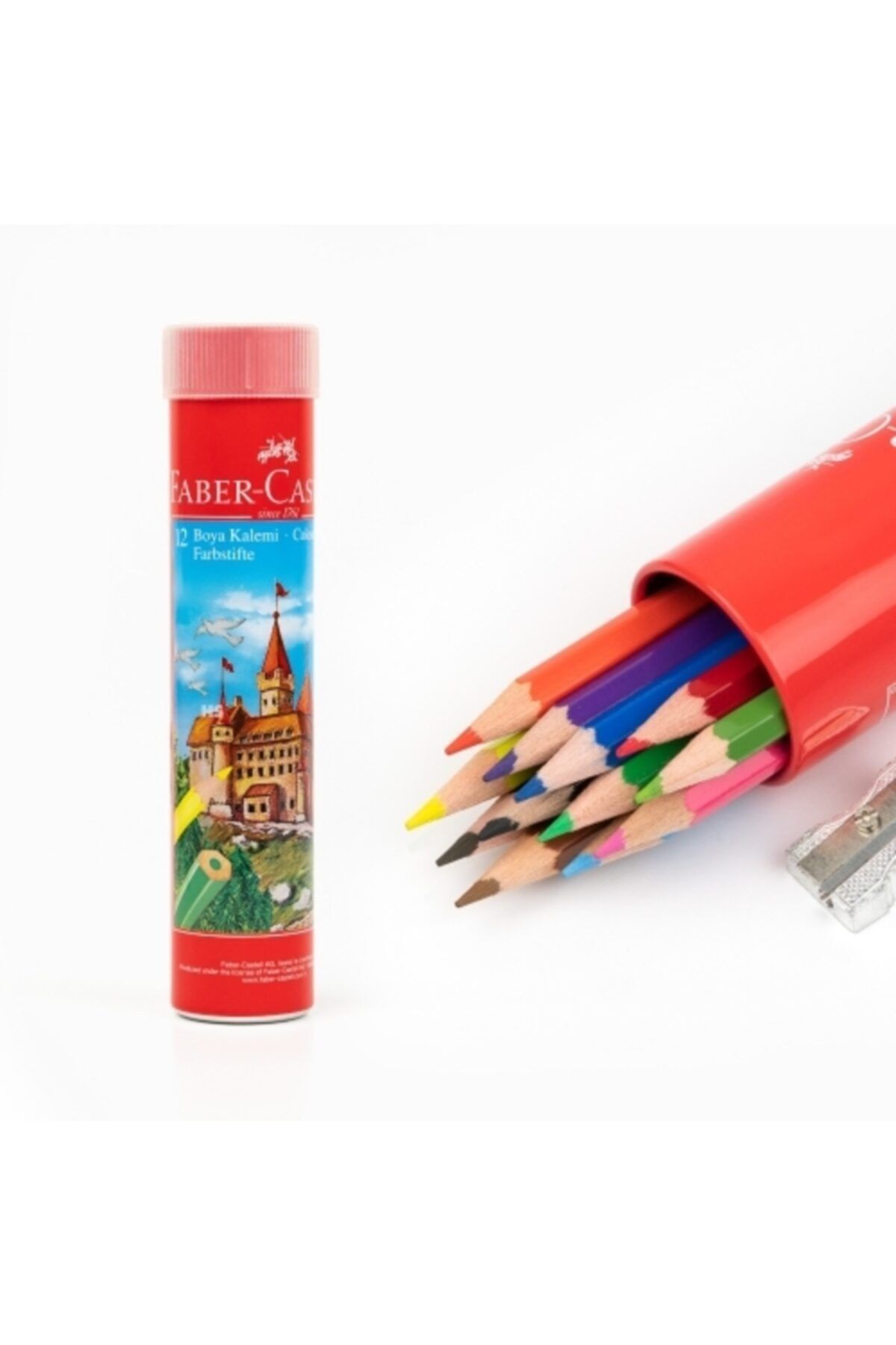 Faber Castell 12 Renk Boya Kalemi Metal Kutuda Kalem Açacağı
