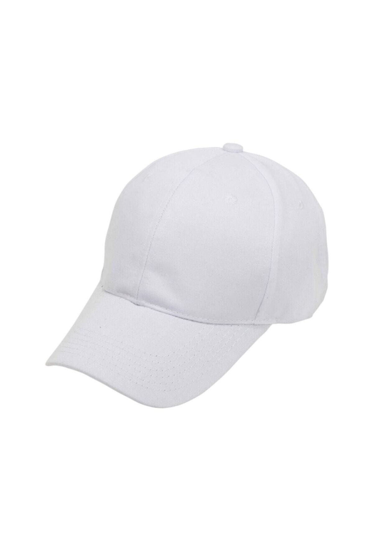 megalaksi Unisex Beyaz Arkası Cırtlı Ayarlanabilir Şapka