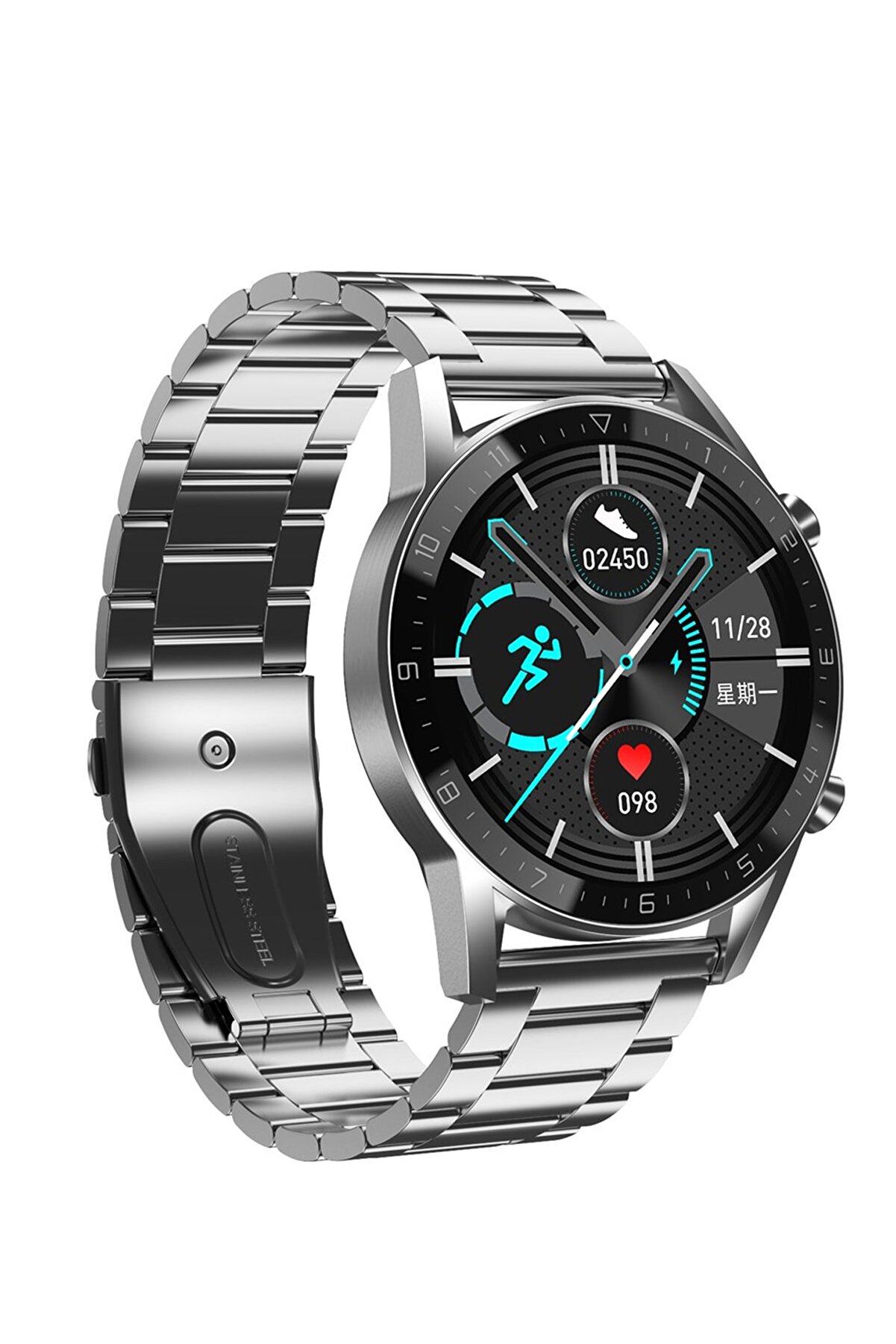 Spovan Sx92 Stain Sesli Arama Konusma Oksijen Ölçer Smart Akıllı Saat - Gümüş Çelik