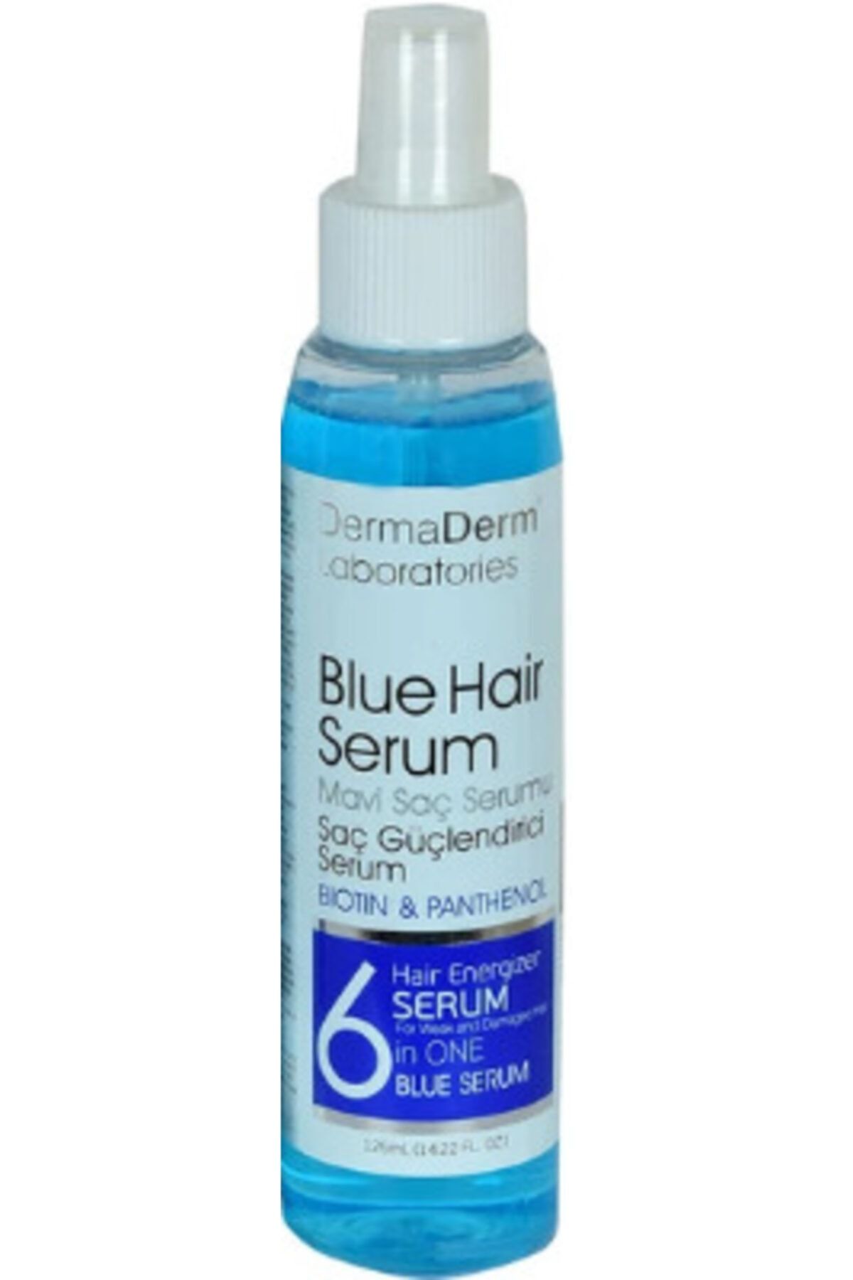 DermaDerm Mavi Saç Serumu Saç Güçlendirici Serum Biotine & Panthenol Vitamin E-keratin 125 ml