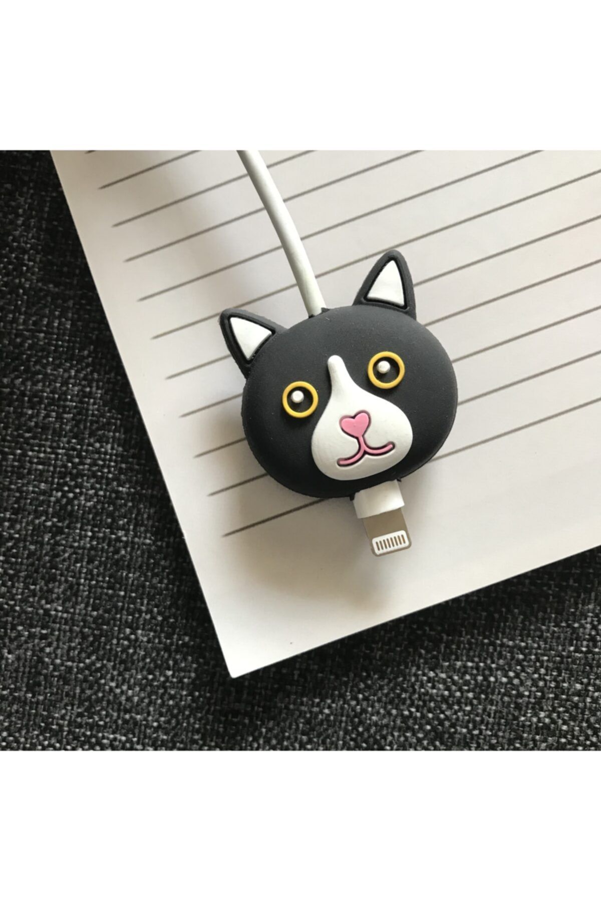 SUPPO Sevimli Silikon Kablo Koruyucu Siyah Kedi