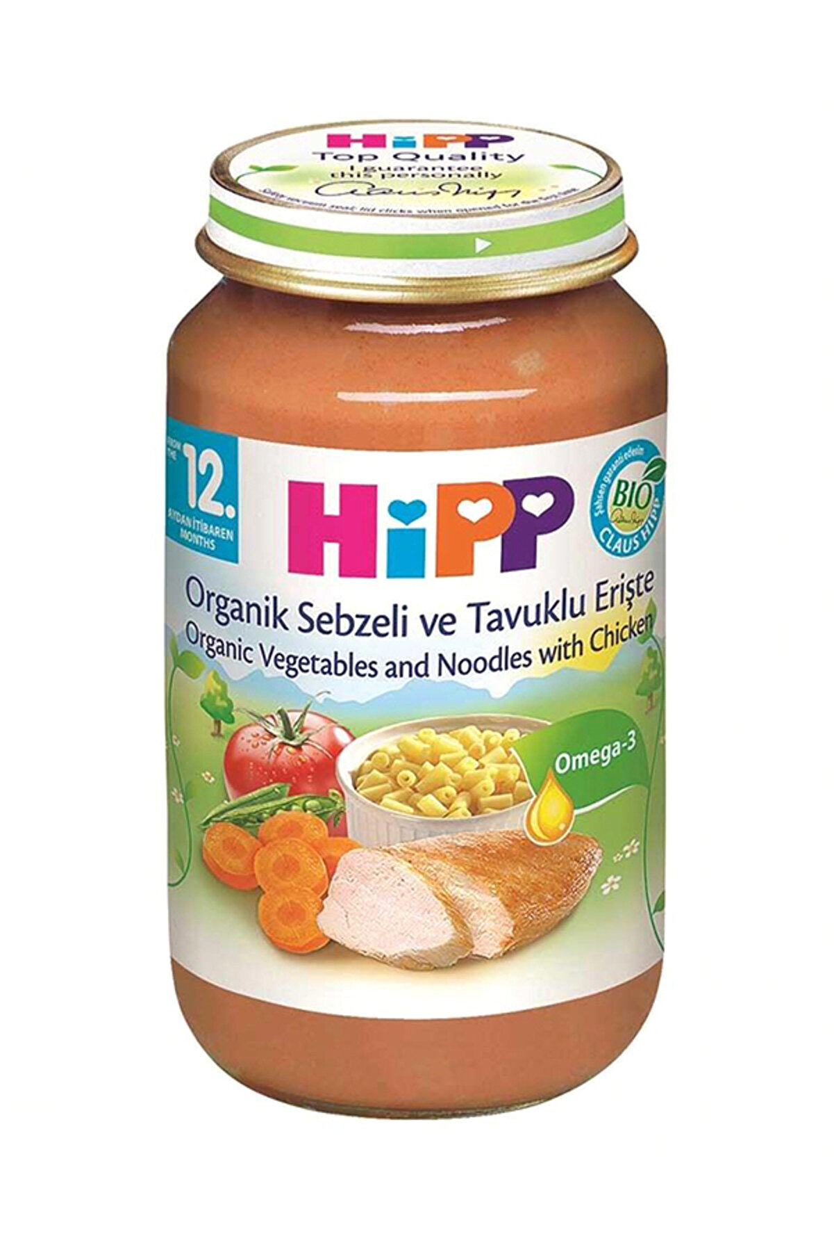 Hipp Organik Sebzeli ve Tavuklu Erişte 220 gr Kavanoz Maması
