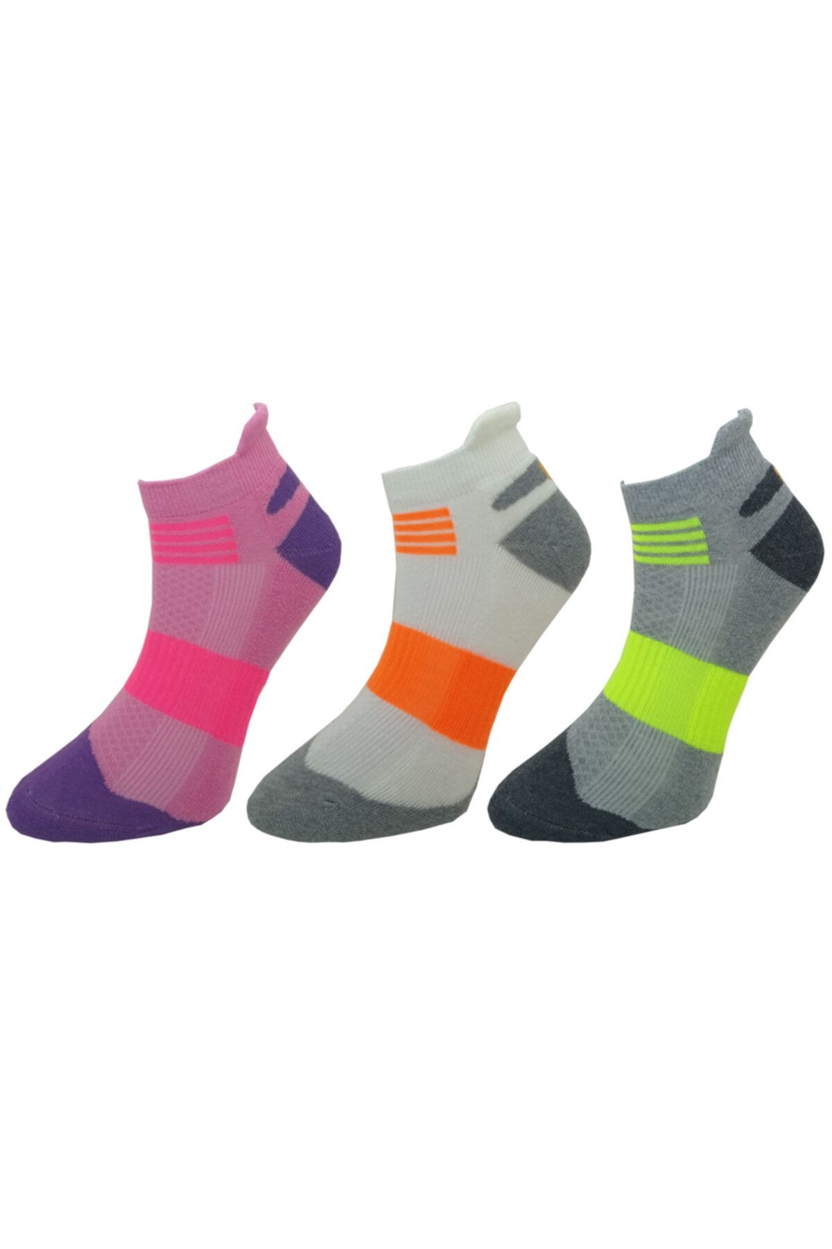 Mugan Kadın Renkli Spor Patik Çorap 3 Çift