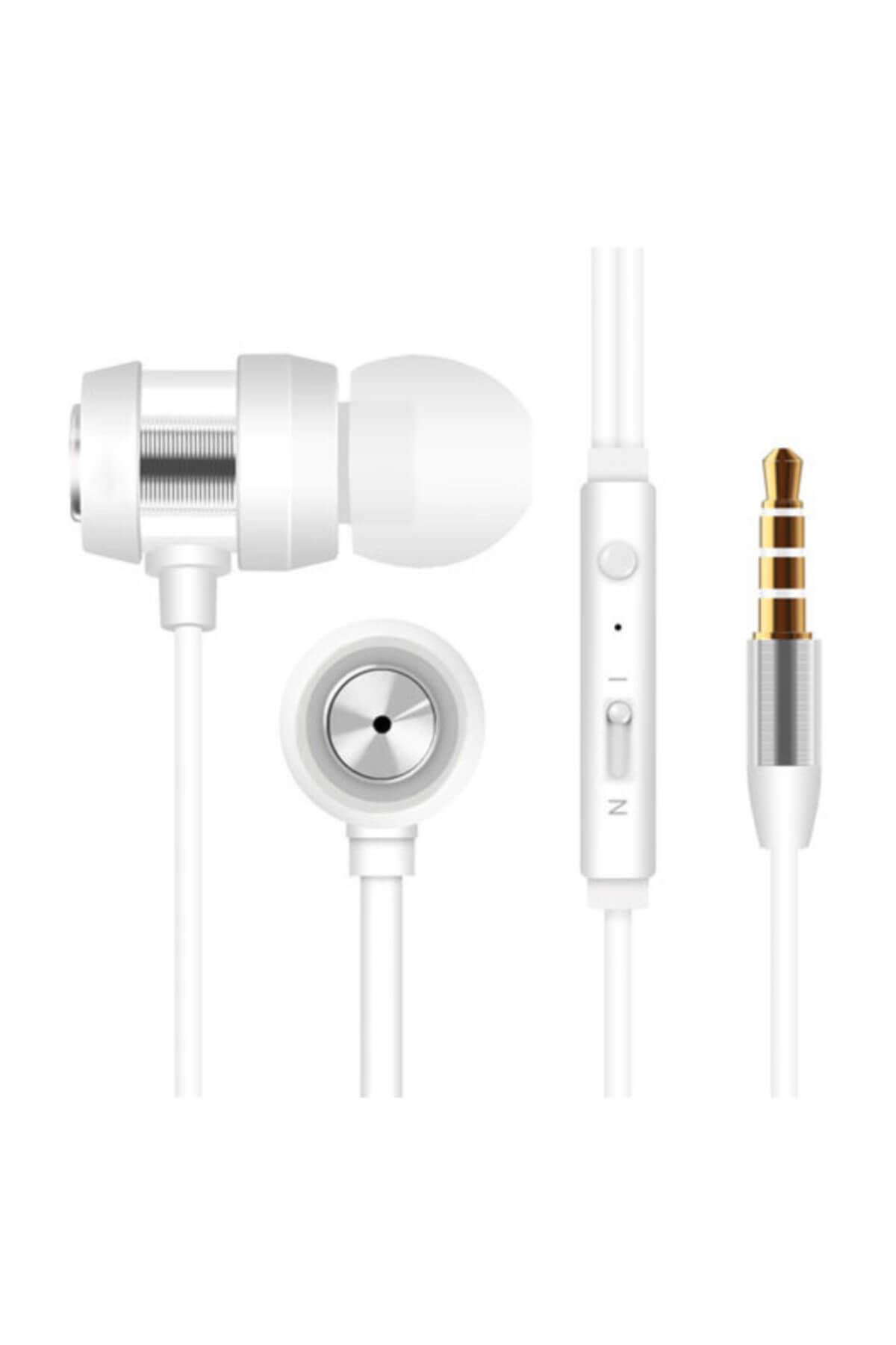 Snopy Mobil Telefon Uyumlu Kulak içi Beyaz/Gümüş Mikrofonlu Kulaklık