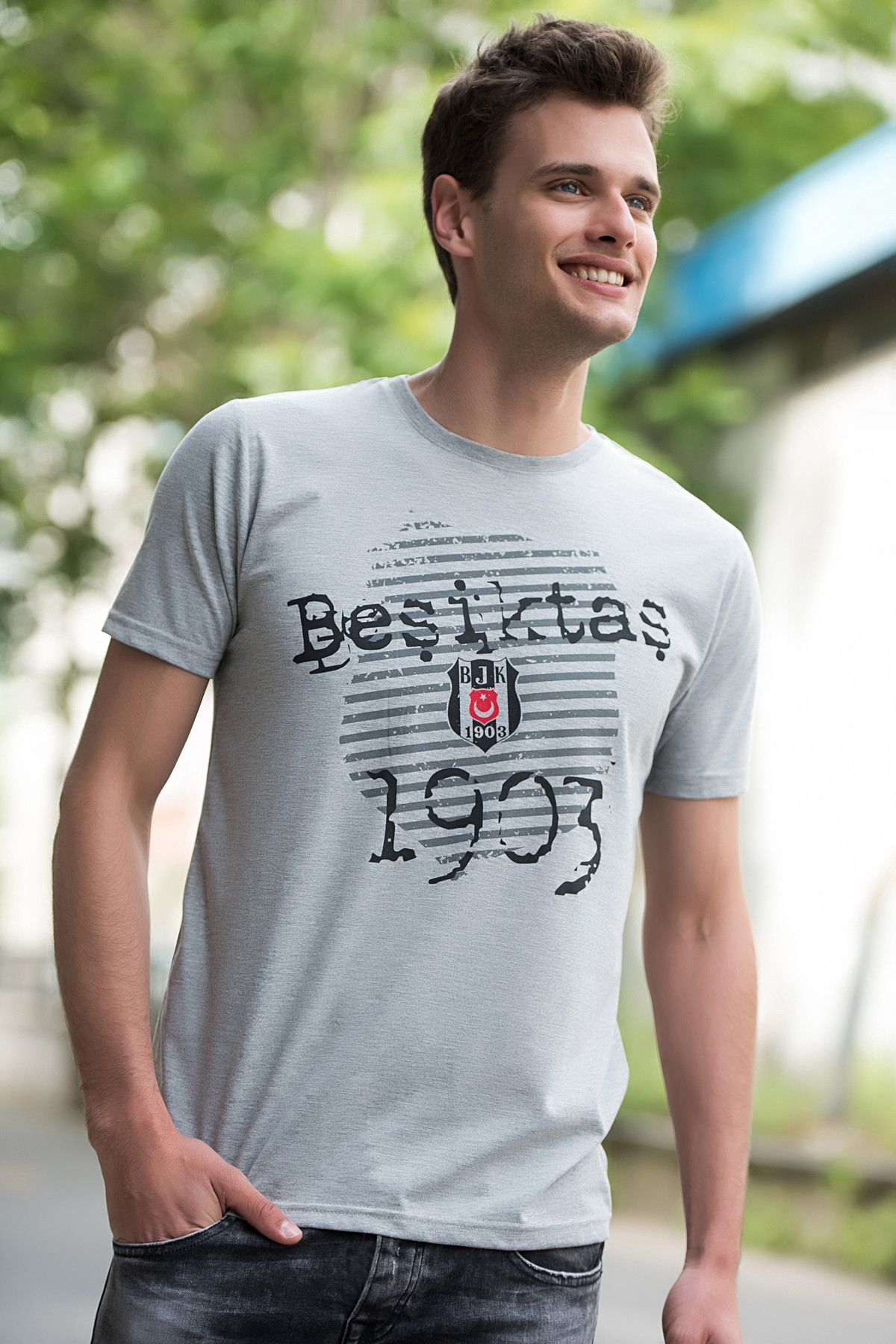 Beşiktaş Erkek Gri T-Shirt - GNLESE0310