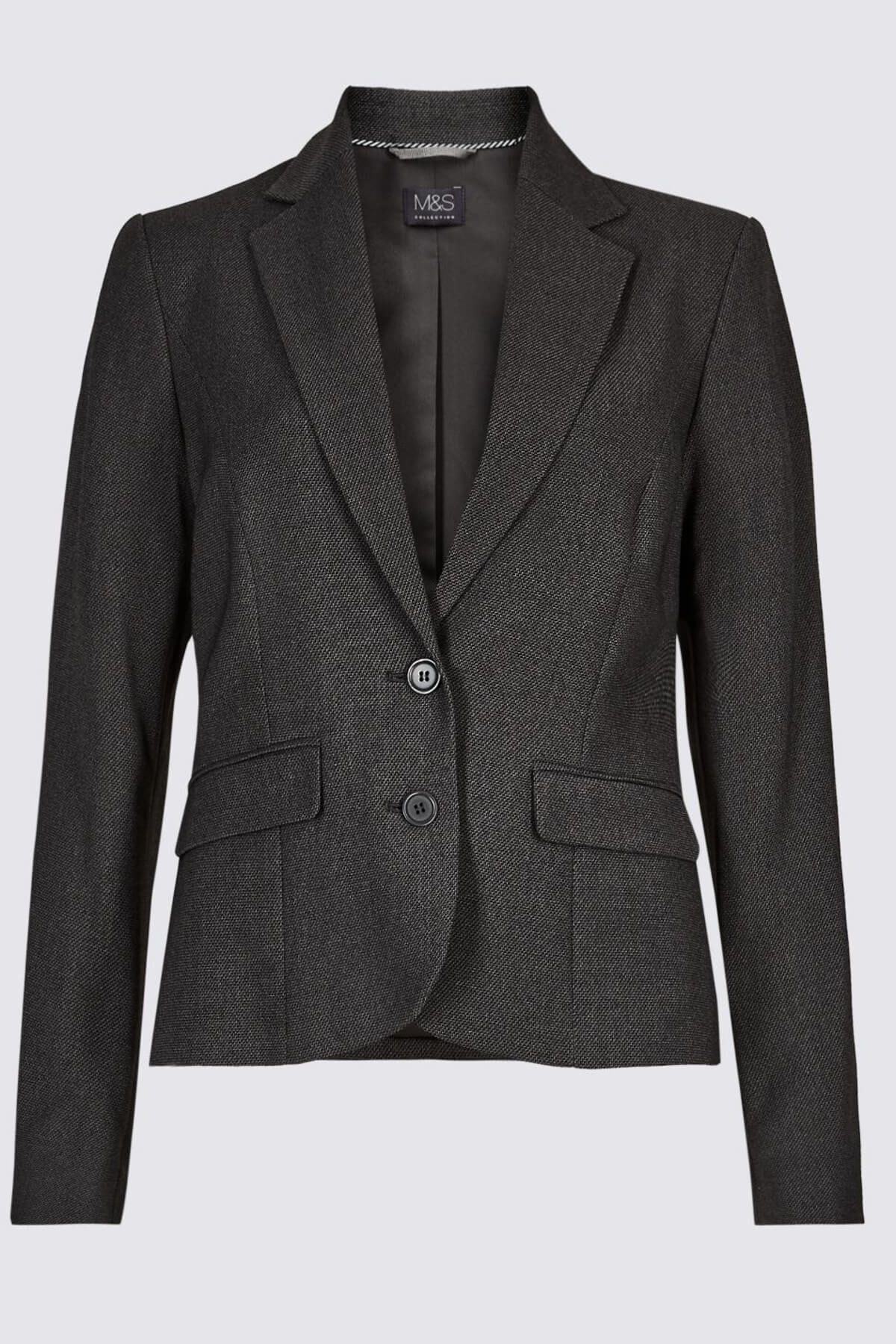 Marks & Spencer Kadın Gri Önden Çift Düğmeli Blazer Ceket T59001564J