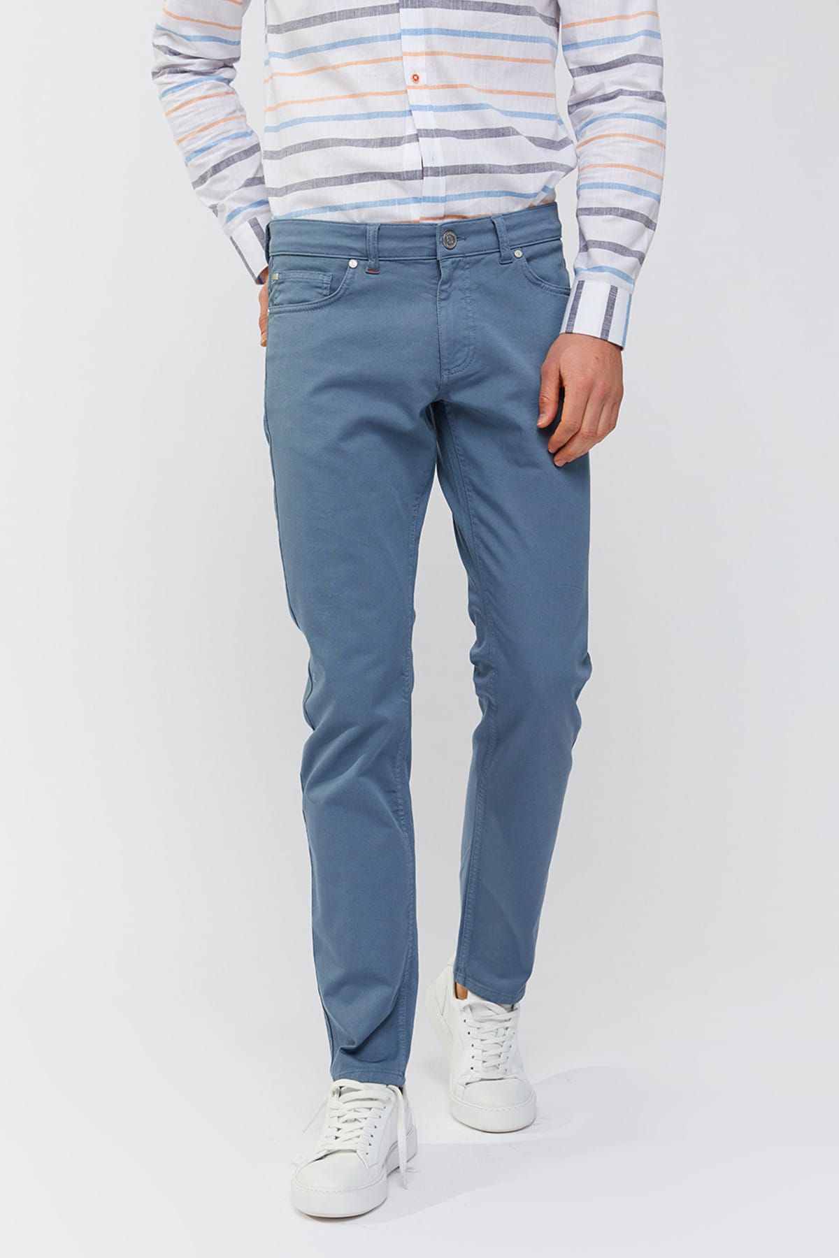 Avva Erkek Açık Mavi 5 Cepli Düz Slim Fit Pantolon A91b3500