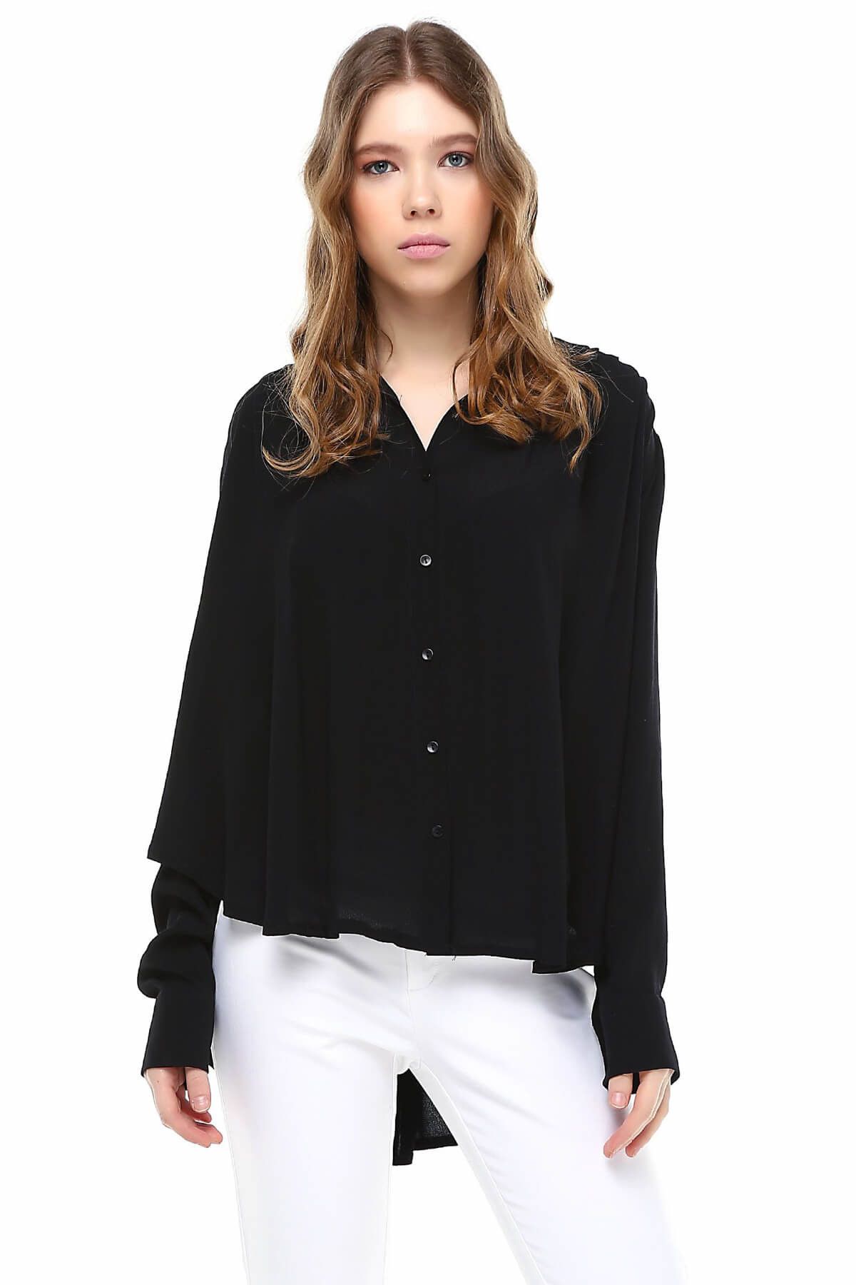 BSL Kadın Siyah Gömlek 9906