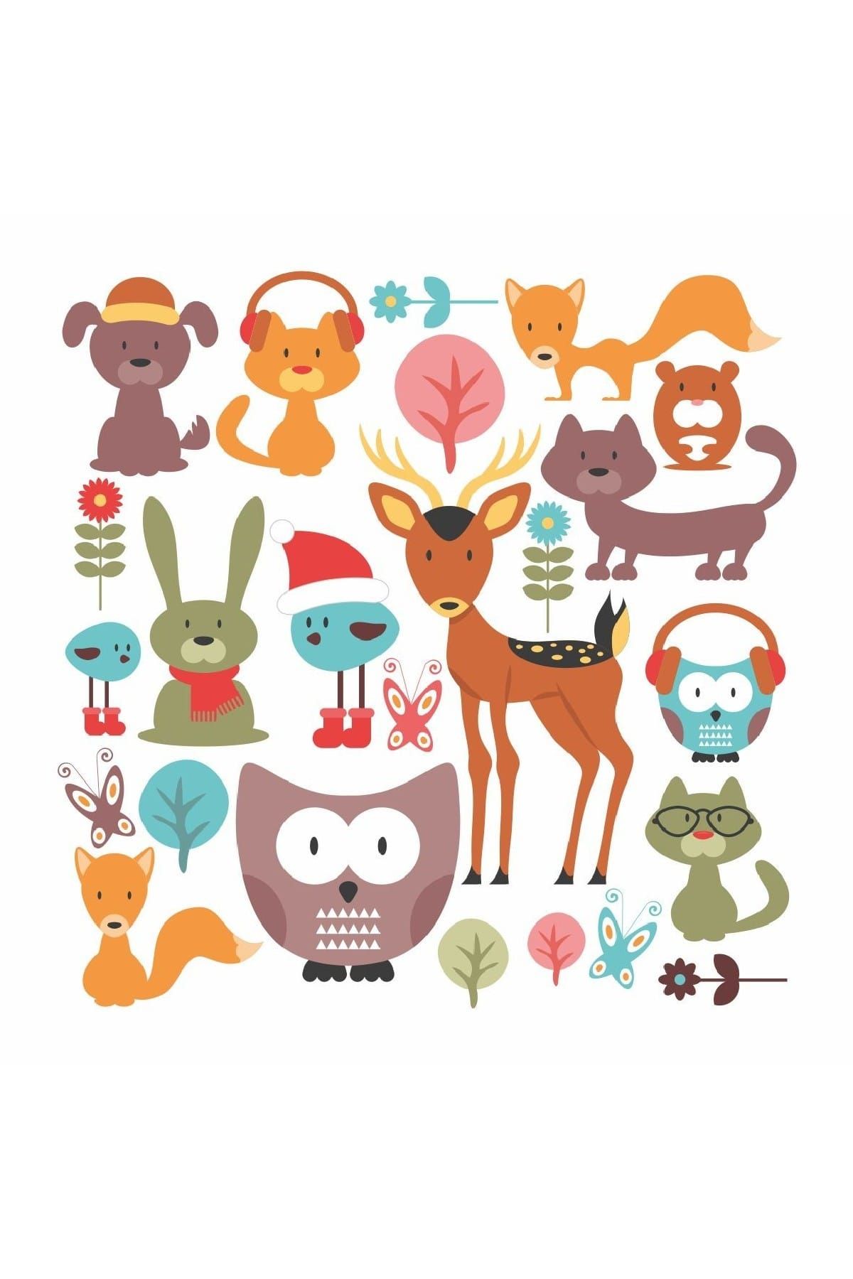 Dekor Loft Orman Hayvanları Çocuk Odası Sticker